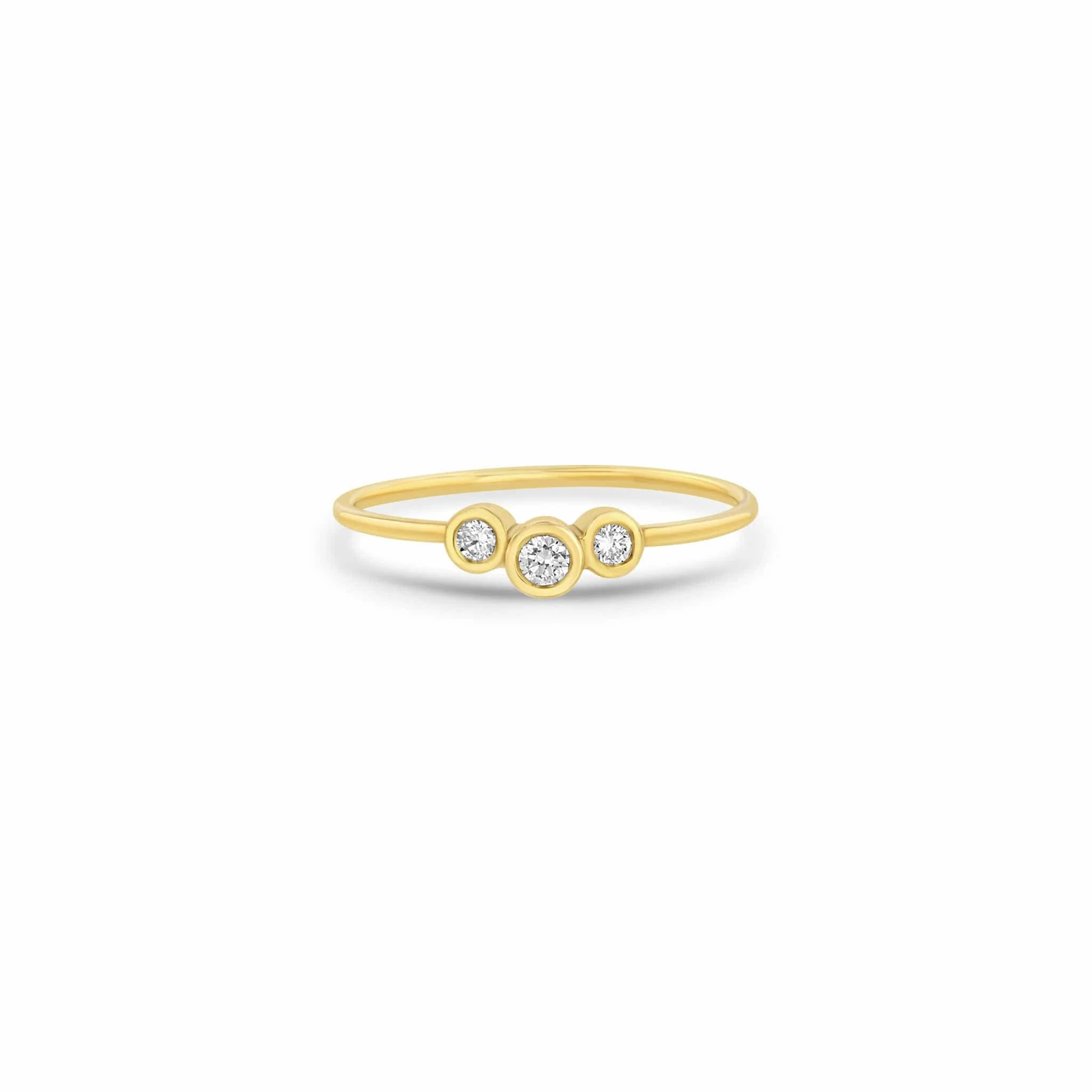 Zoe Chicco 14K Yellow Gold Curved 3 Graduated Diamond Ring