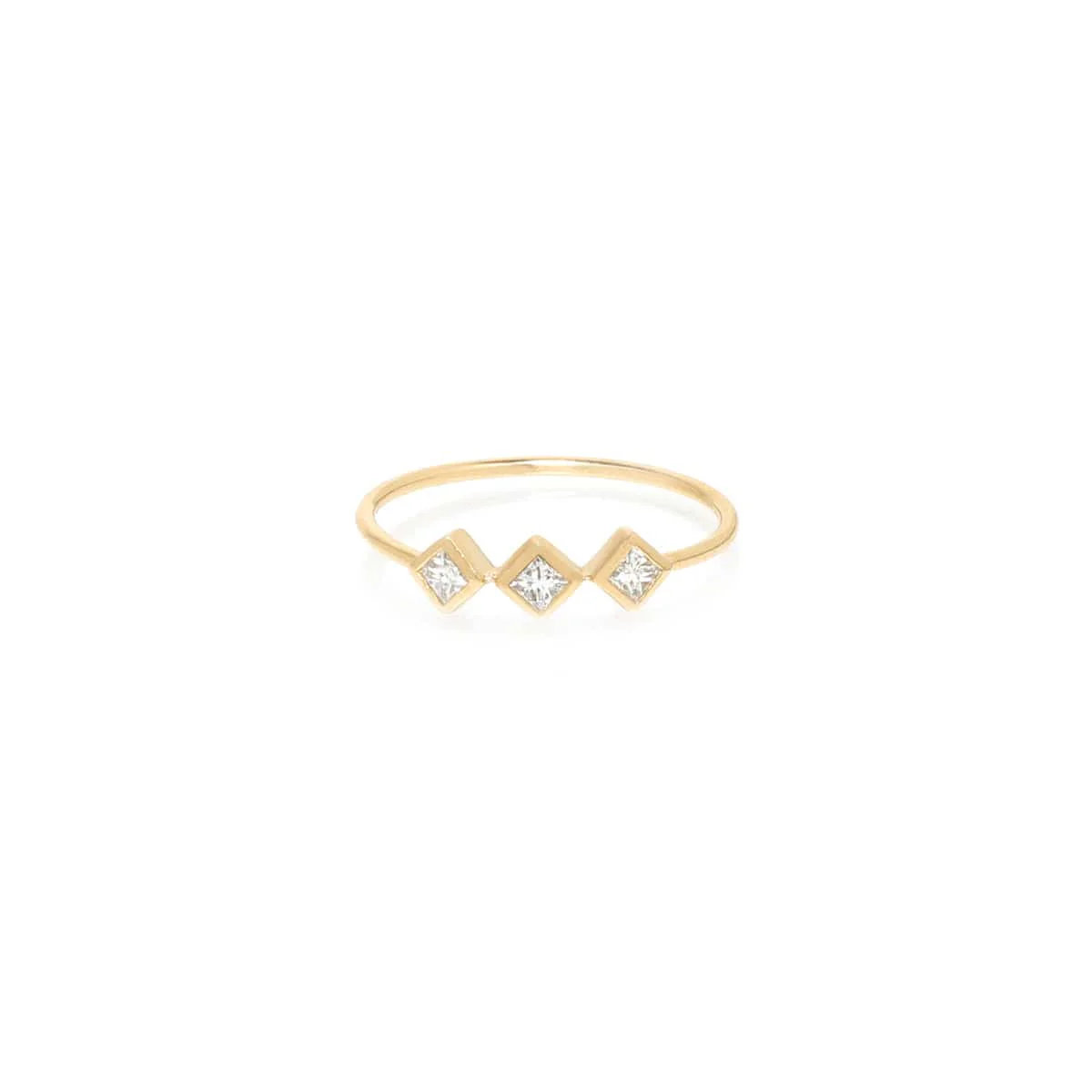 Zoe Chicco 14K Yellow Gold 3 Princess Cut Diamond Bar Ring