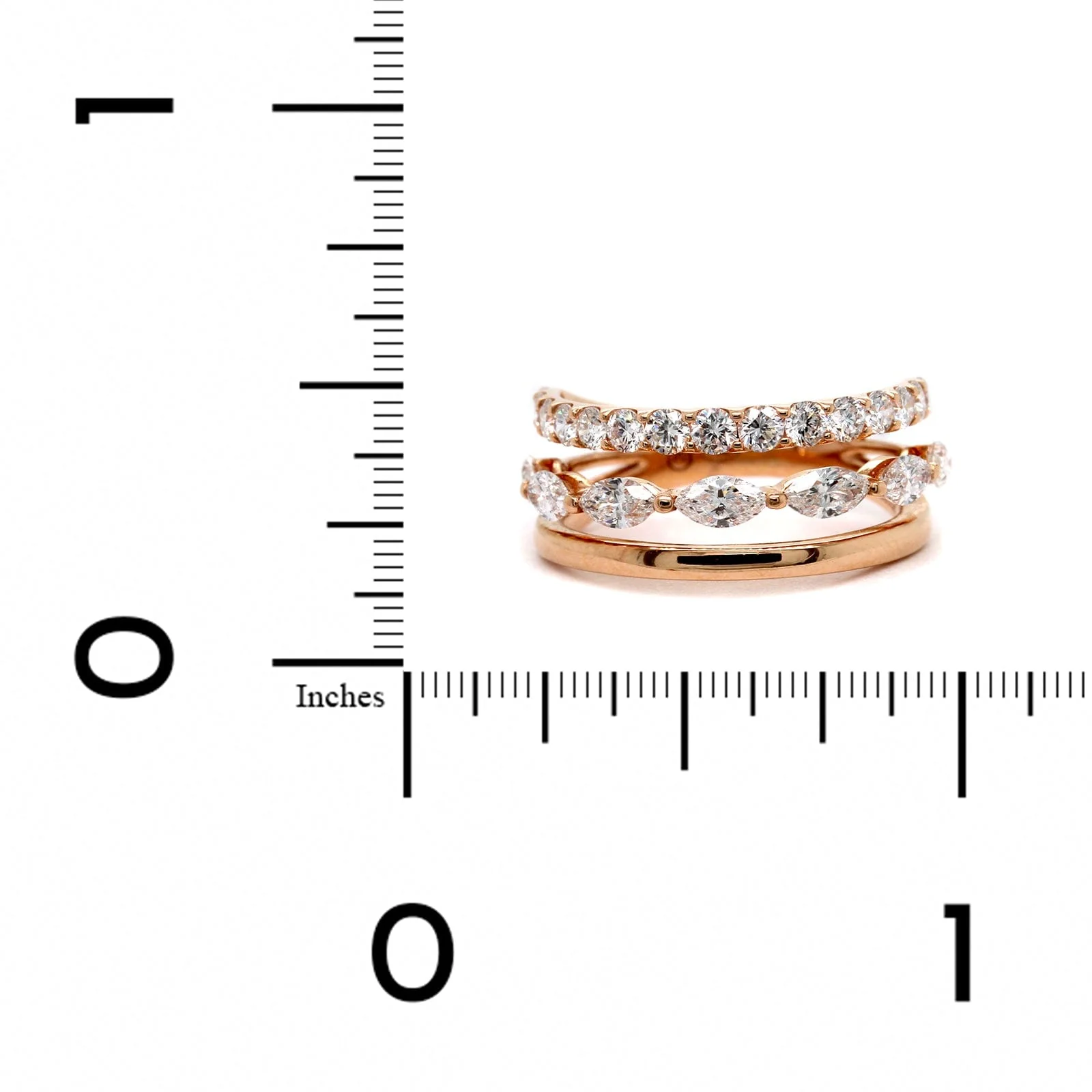 Etho Maria 18K Rose Gold 3 Row Diamond Band - Image 4