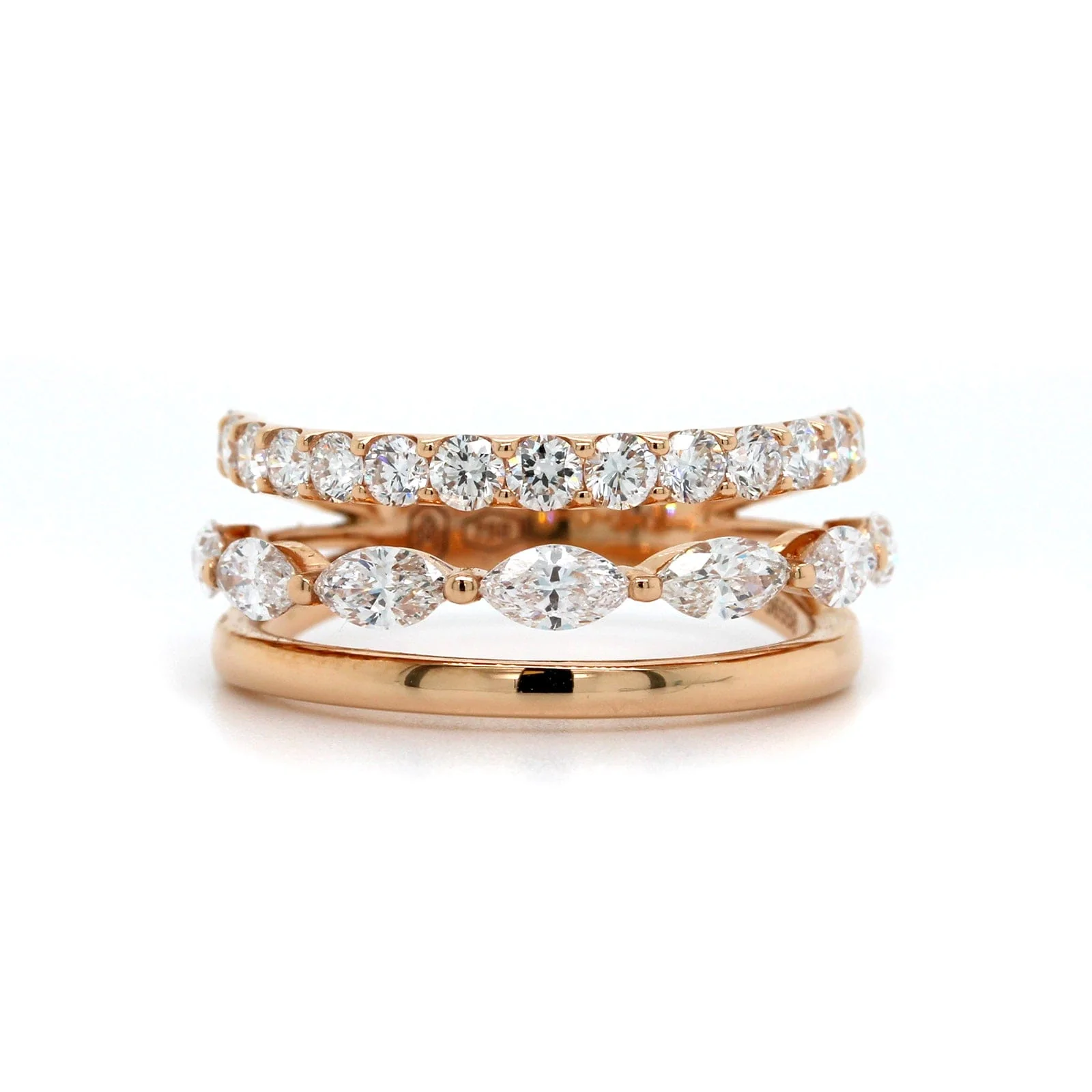 Etho Maria 18K Rose Gold 3 Row Diamond Band - Image 5