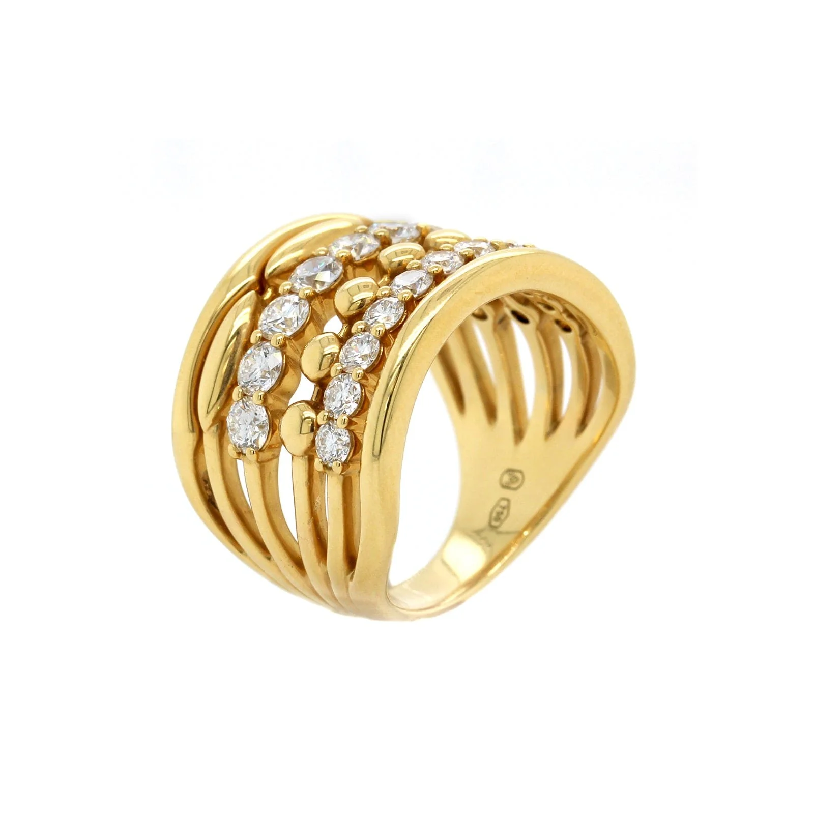 Etho Maria 18K Yellow Gold 6 Row Diamond Ring - Image 2