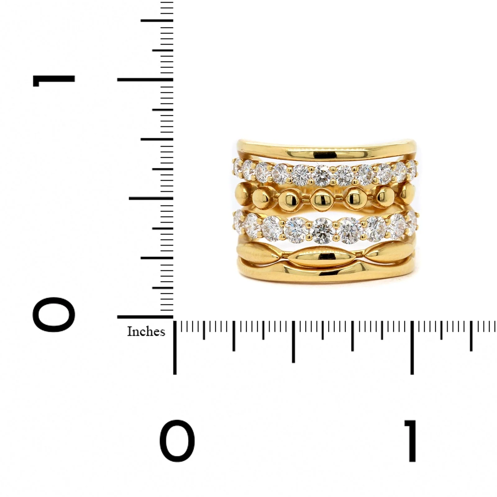 Etho Maria 18K Yellow Gold 6 Row Diamond Ring - Image 4