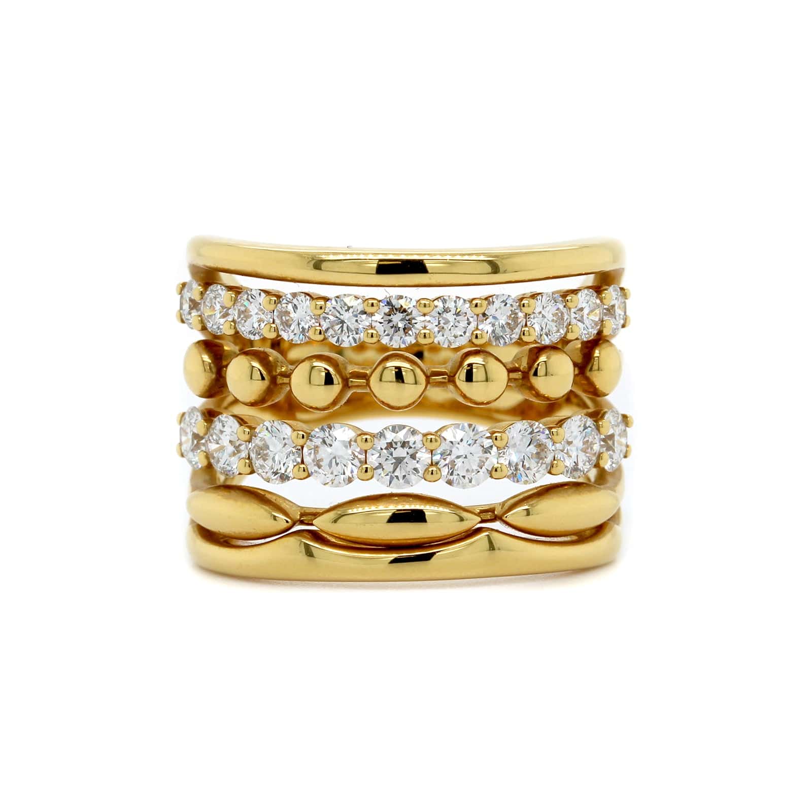 Etho Maria 18K Yellow Gold 6 Row Diamond Ring - Image 5