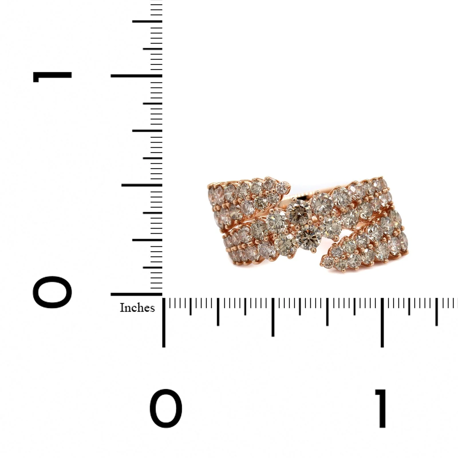Etho Maria 18K Rose Gold and Brown Diamond Bypass Ring - Image 4
