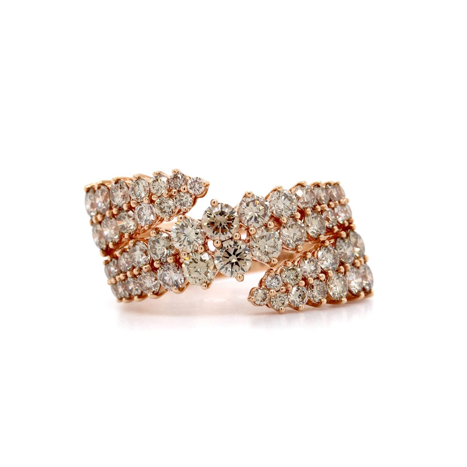 Etho Maria 18K Rose Gold and Brown Diamond Bypass Ring - Image 5