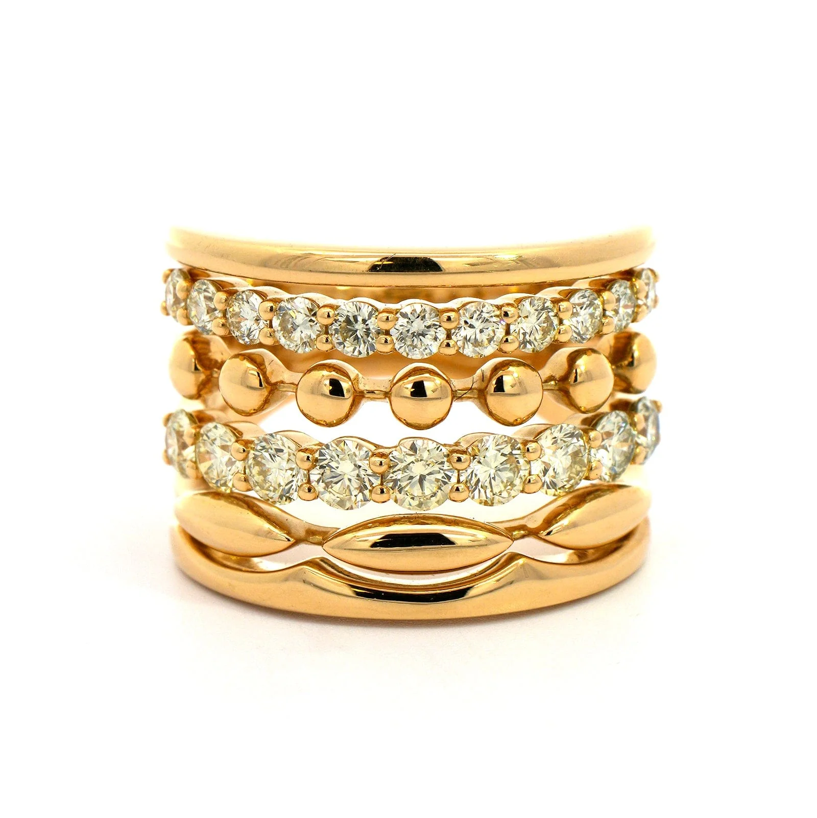 Etho Maria 18K Yellow Gold 6 Row Diamond Ring