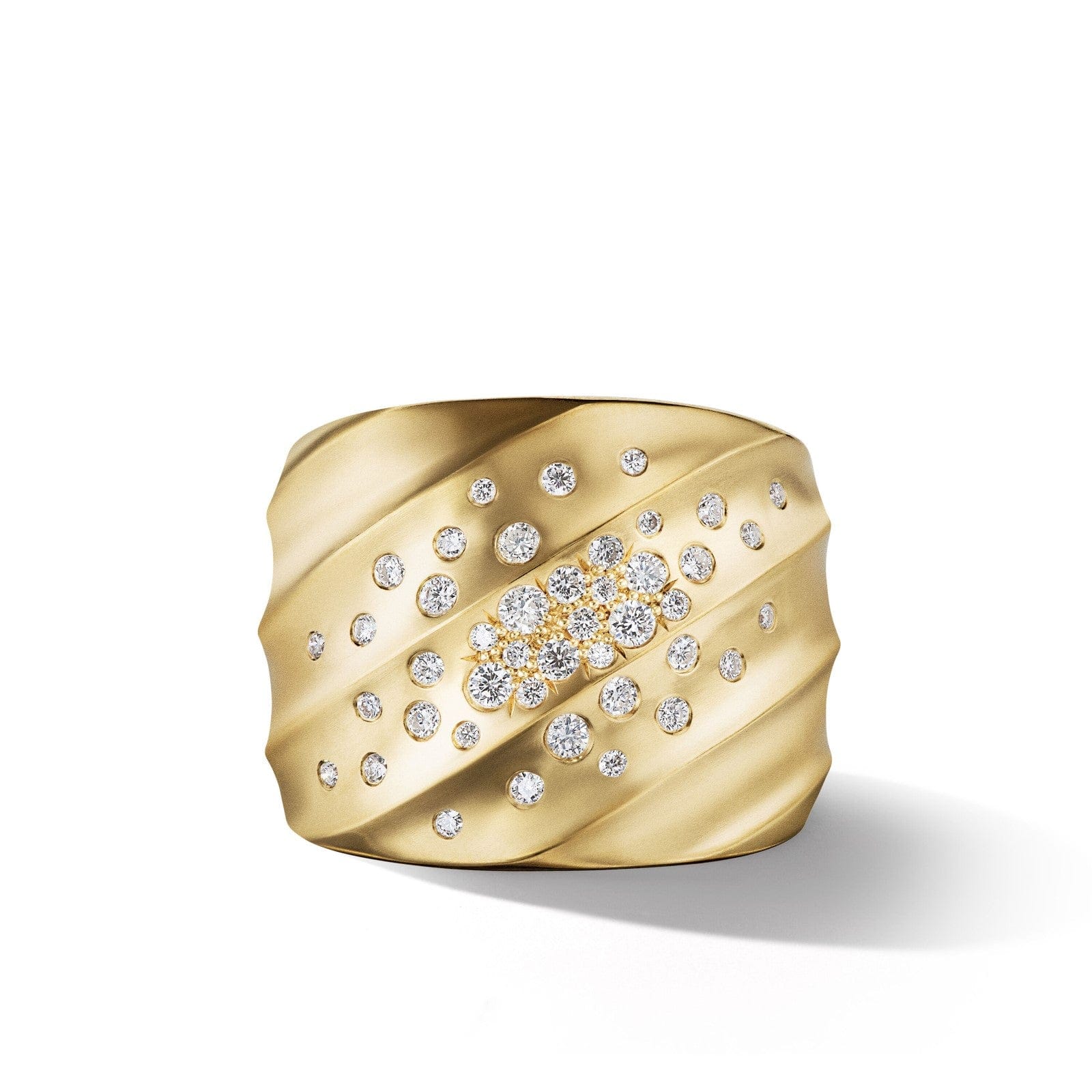 Cable Edge® Saddle Ring in 18K Yellow Gold with Diamonds, 18.8mm - Image 3