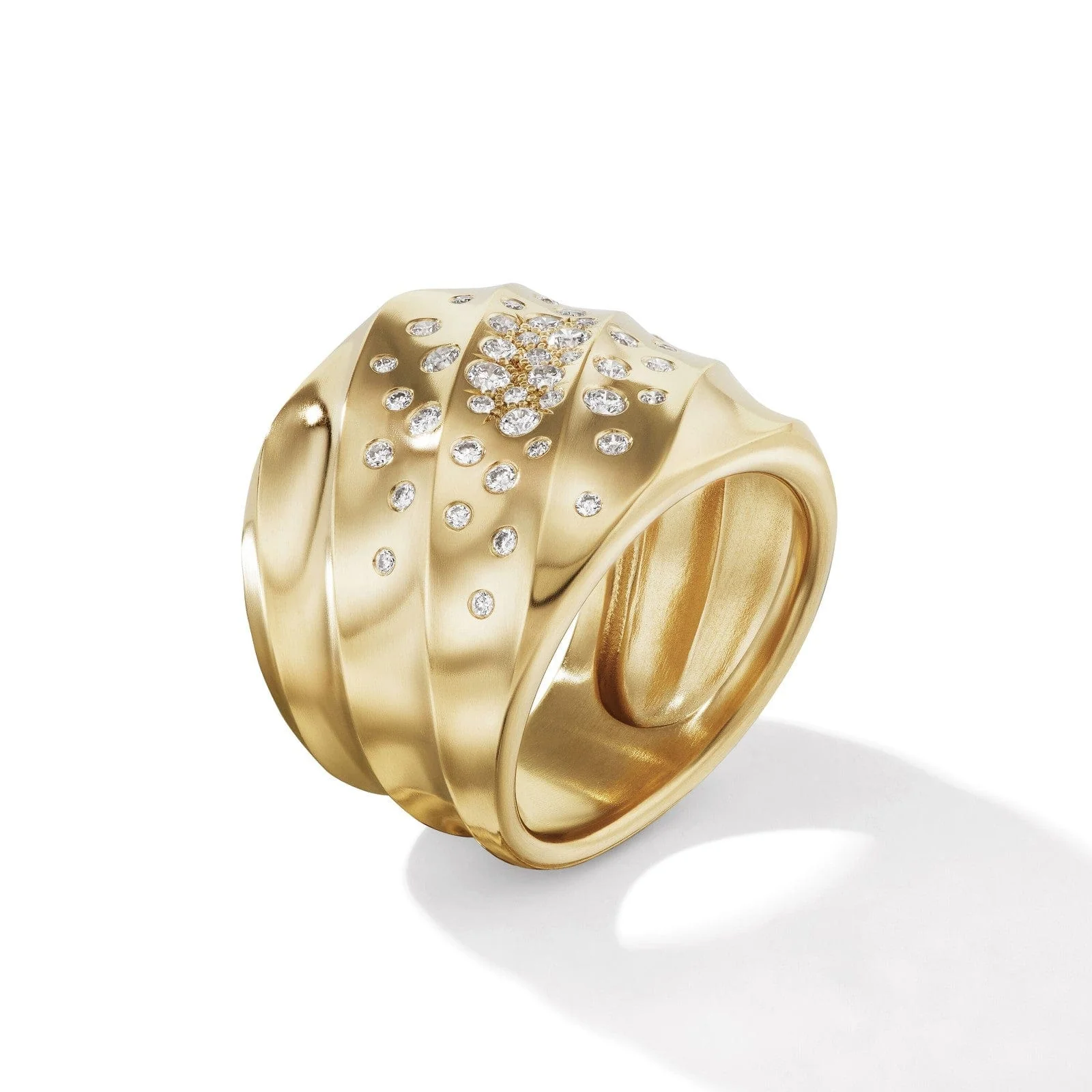 Cable Edge® Saddle Ring in 18K Yellow Gold with Diamonds, 18.8mm - Image 2