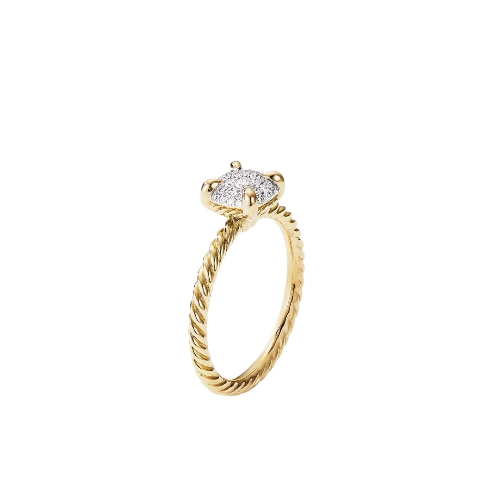 Petite Chatelaine® Ring in 18K Yellow Gold with Pavé Diamonds, 7mm - Image 3