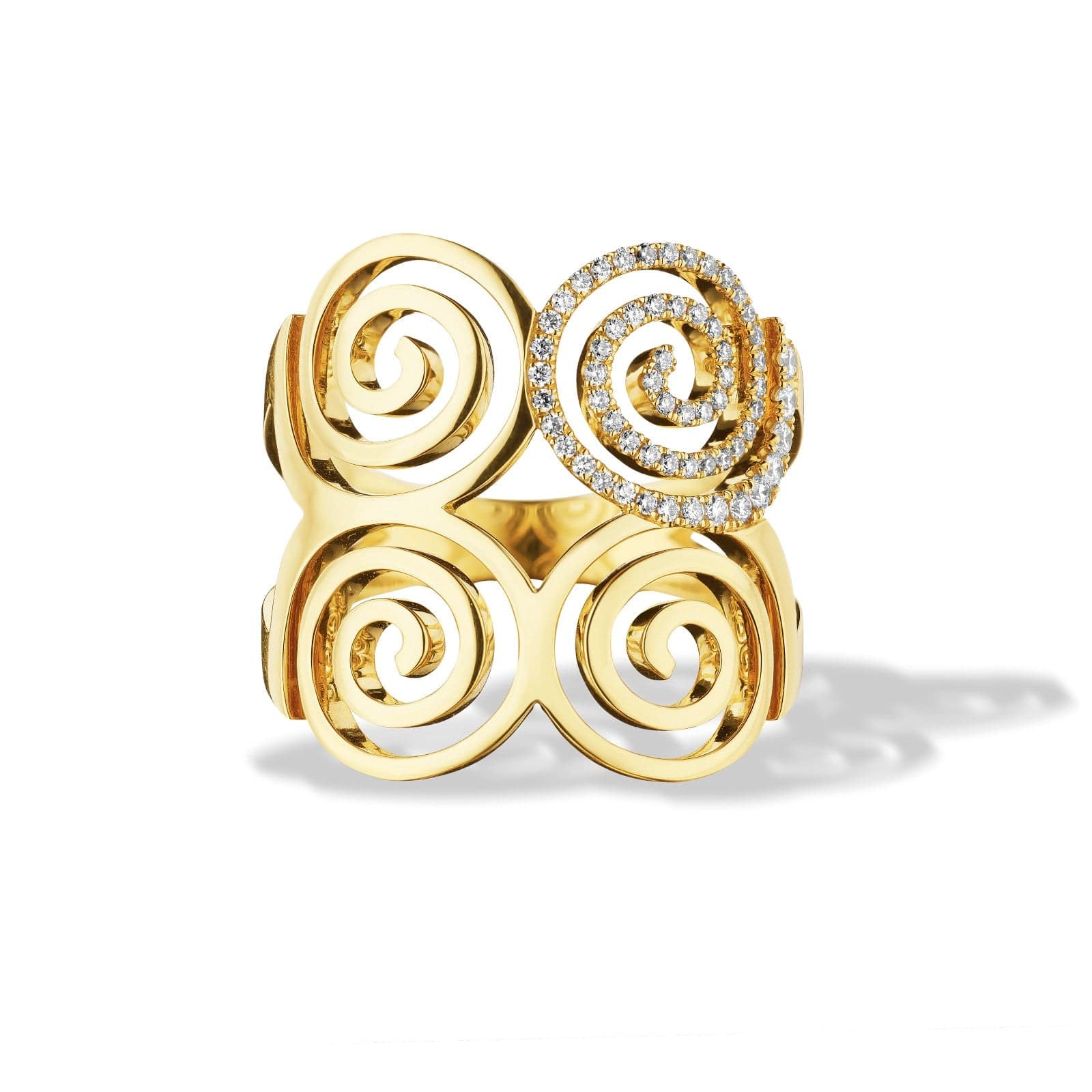 CADAR 18K Yellow Gold Pave Diamond Essence Statement Ring