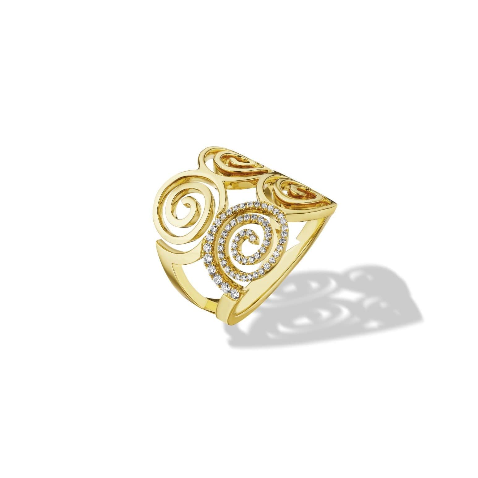 CADAR 18K Yellow Gold Pave Diamond Essence Statement Ring - Image 3