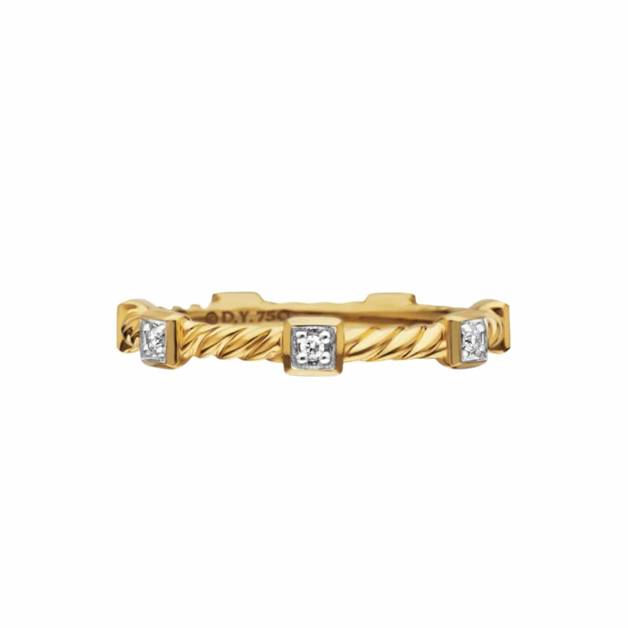 Cable Collectibles® Stack Ring in 18K Yellow Gold with Diamonds