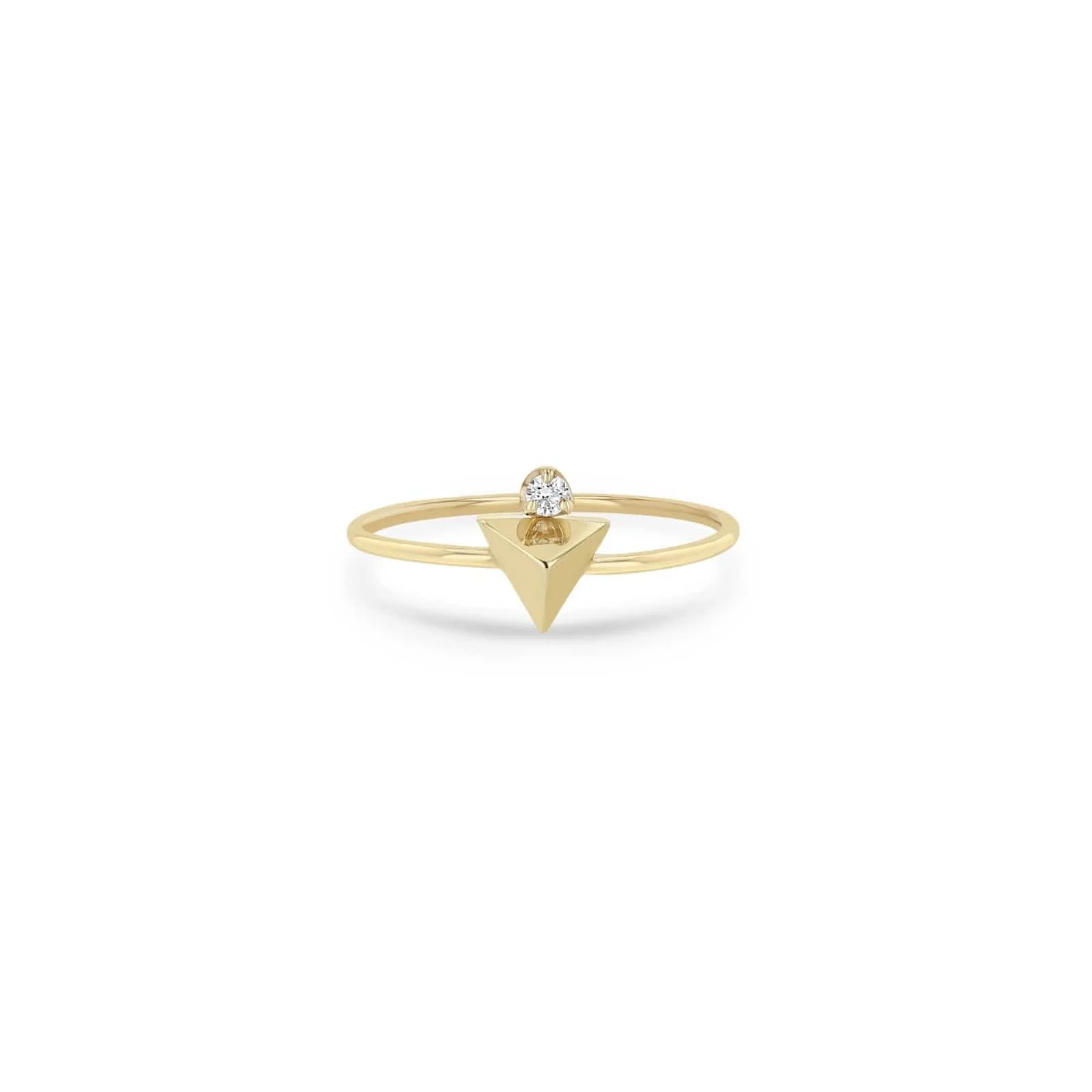 Zoe Chicco 14K Yellow Gold Small Pyramid Diamond Ring