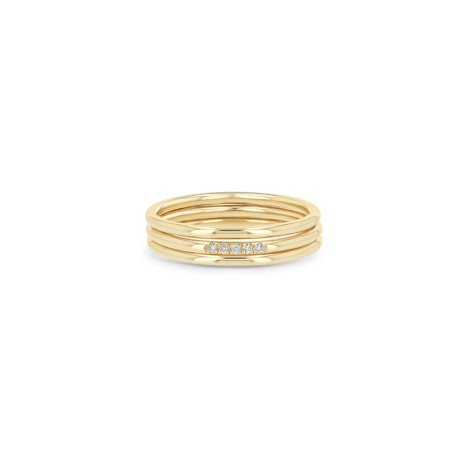 Zoe Chicco 14K Yellow Gold Set of 3 Stack Diamond Rings