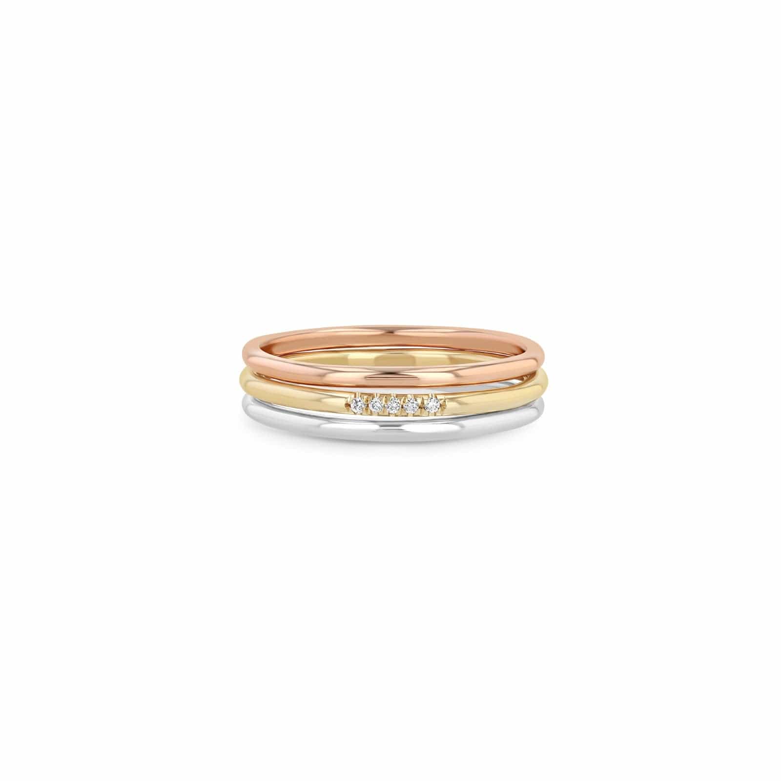 Zoe Chicco Mixed Gold Set of 3 Thick Stack Rings