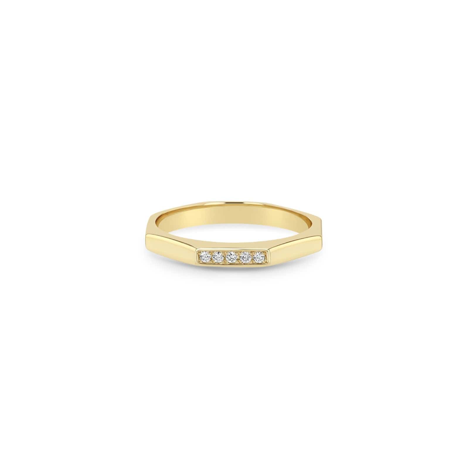 Zoe Chicco 14K Yellow Gold Octagon Pave Diamond Stack Ring