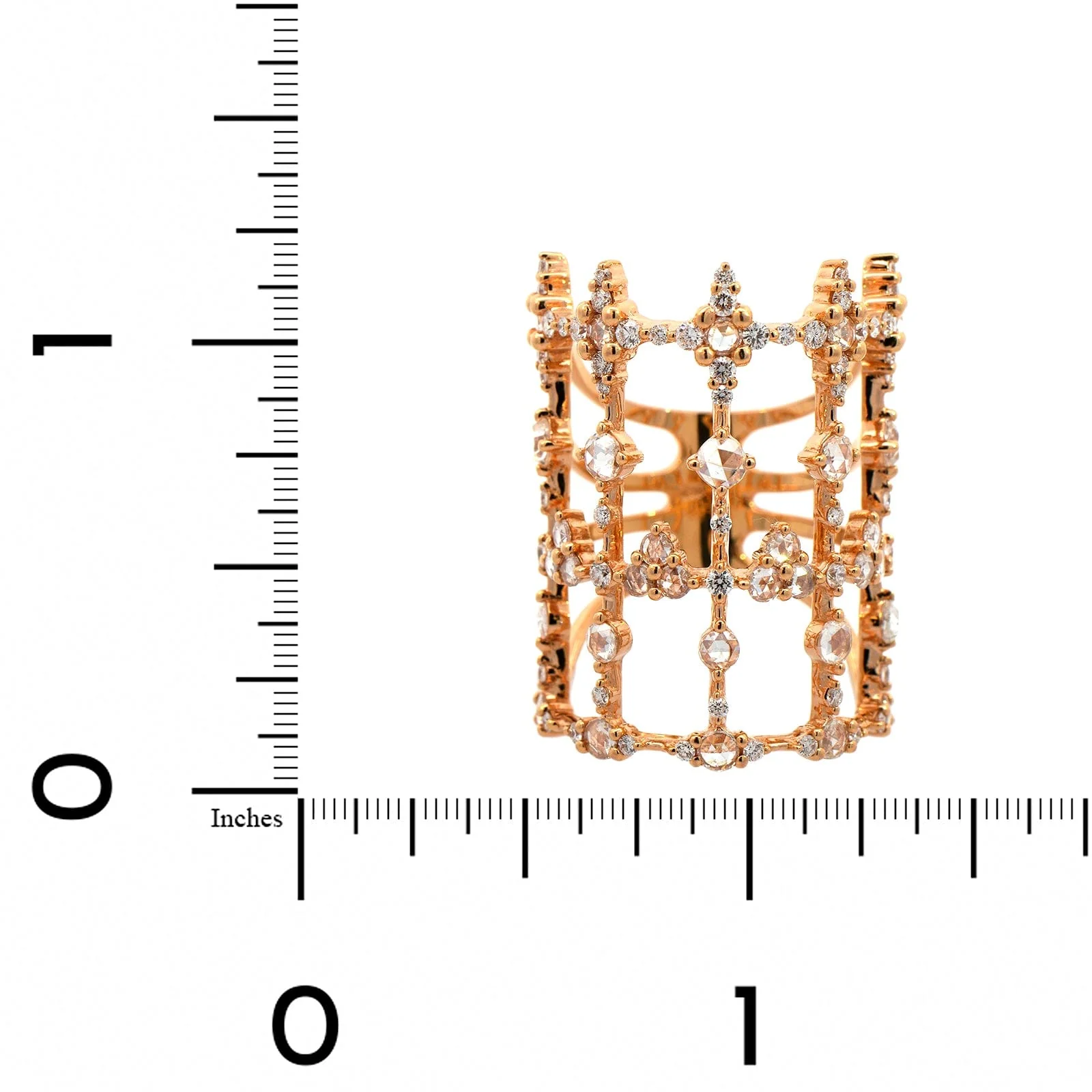 Etho Maria 18K Rose Gold Wide Lace Diamond Ring - Image 3