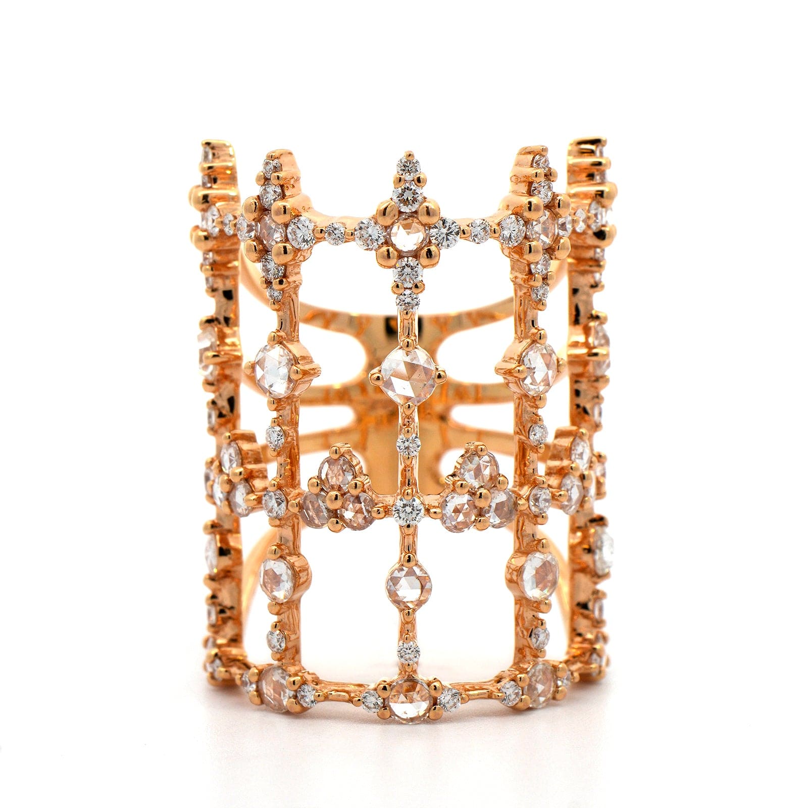 Etho Maria 18K Rose Gold Wide Lace Diamond Ring - Image 4