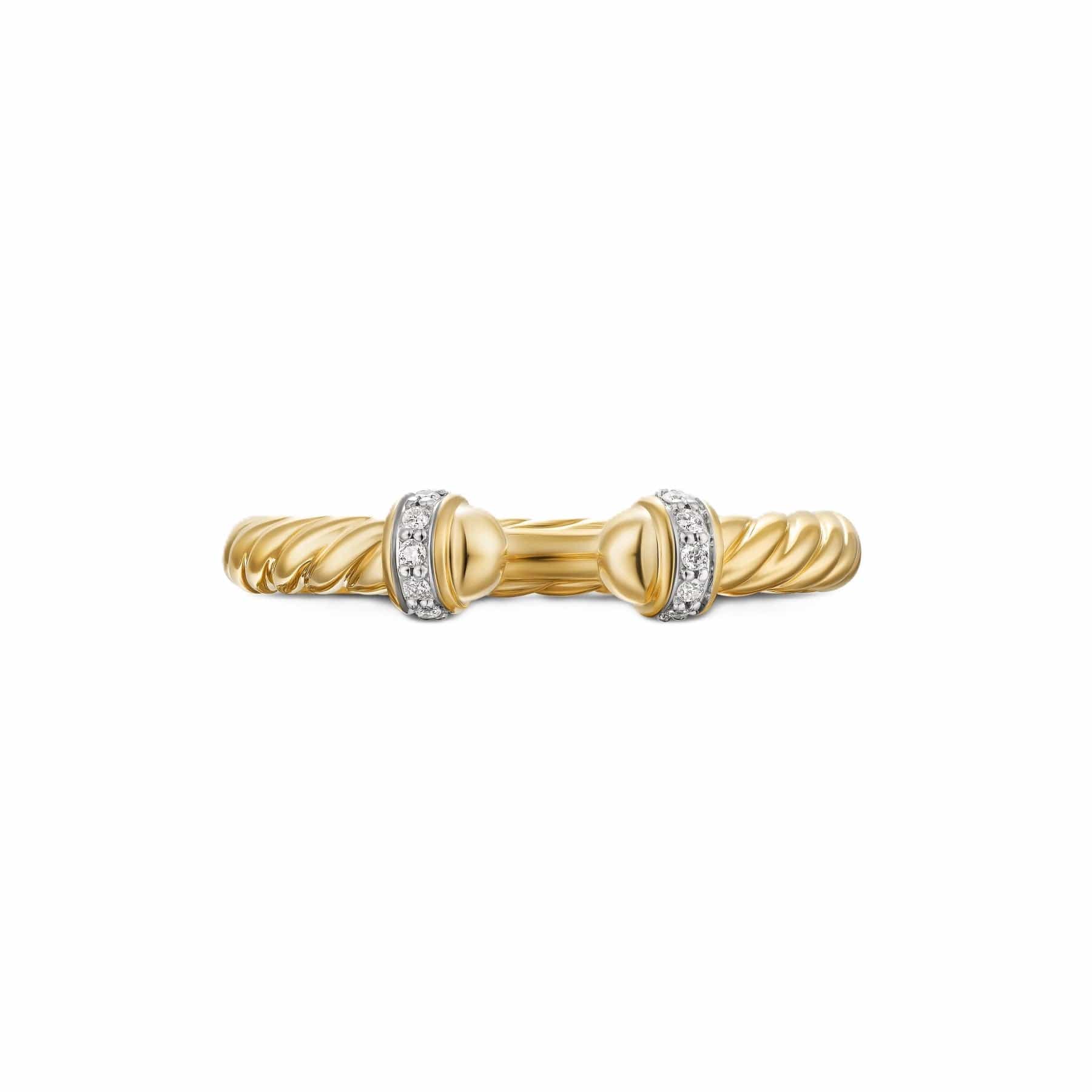 Cable Band Open Ring 18K Yellow Gold with Diamonds, 2.8mm - Image 3