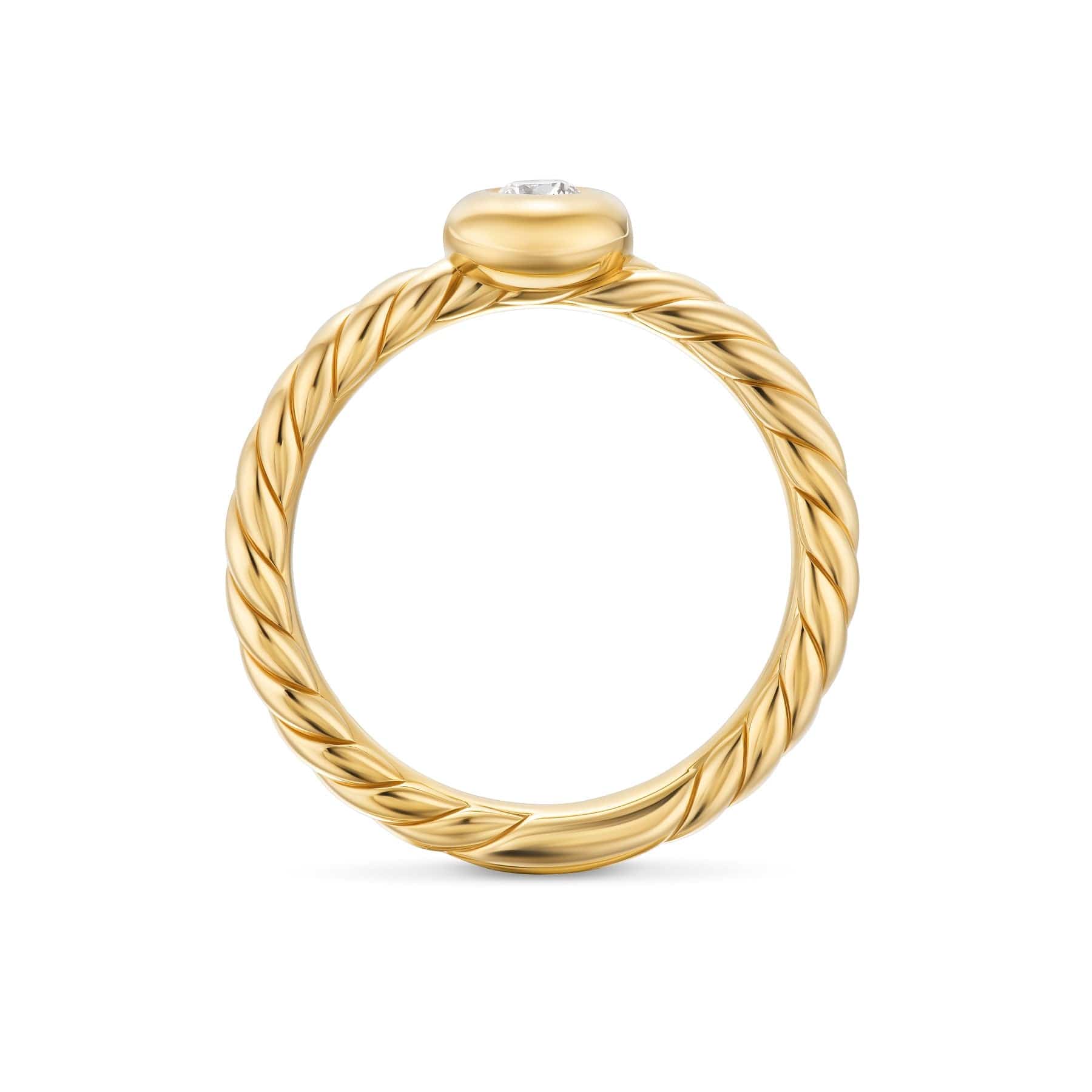 Petite Cable Ring 18K Yellow Gold with Center Diamond, 2.8mm - Image 3