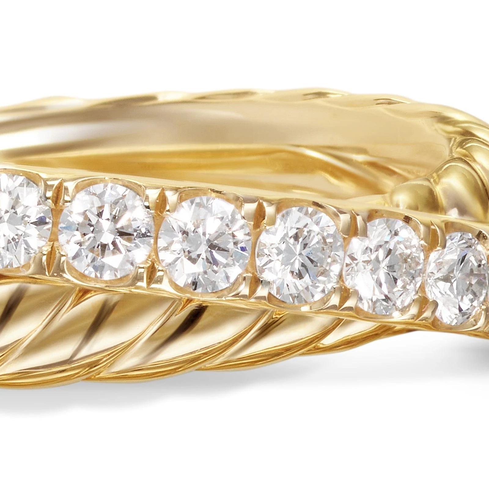 Crossover Two Row Ring 18K Yellow Gold with Diamonds, 5mm - Image 6