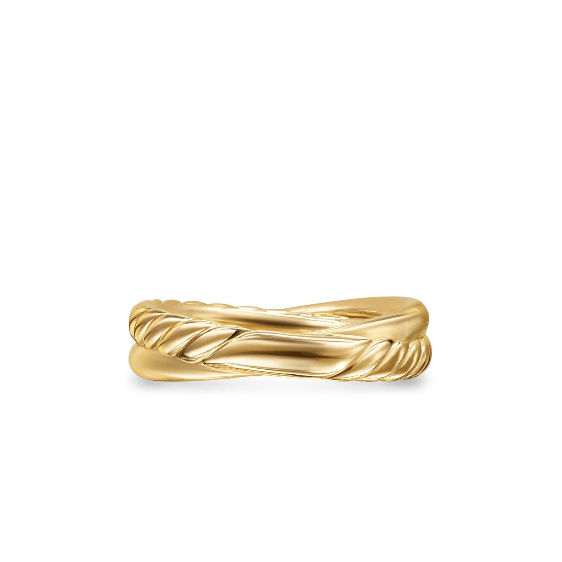 Crossover Two Row Ring 18K Yellow Gold with Diamonds, 5mm - Image 4