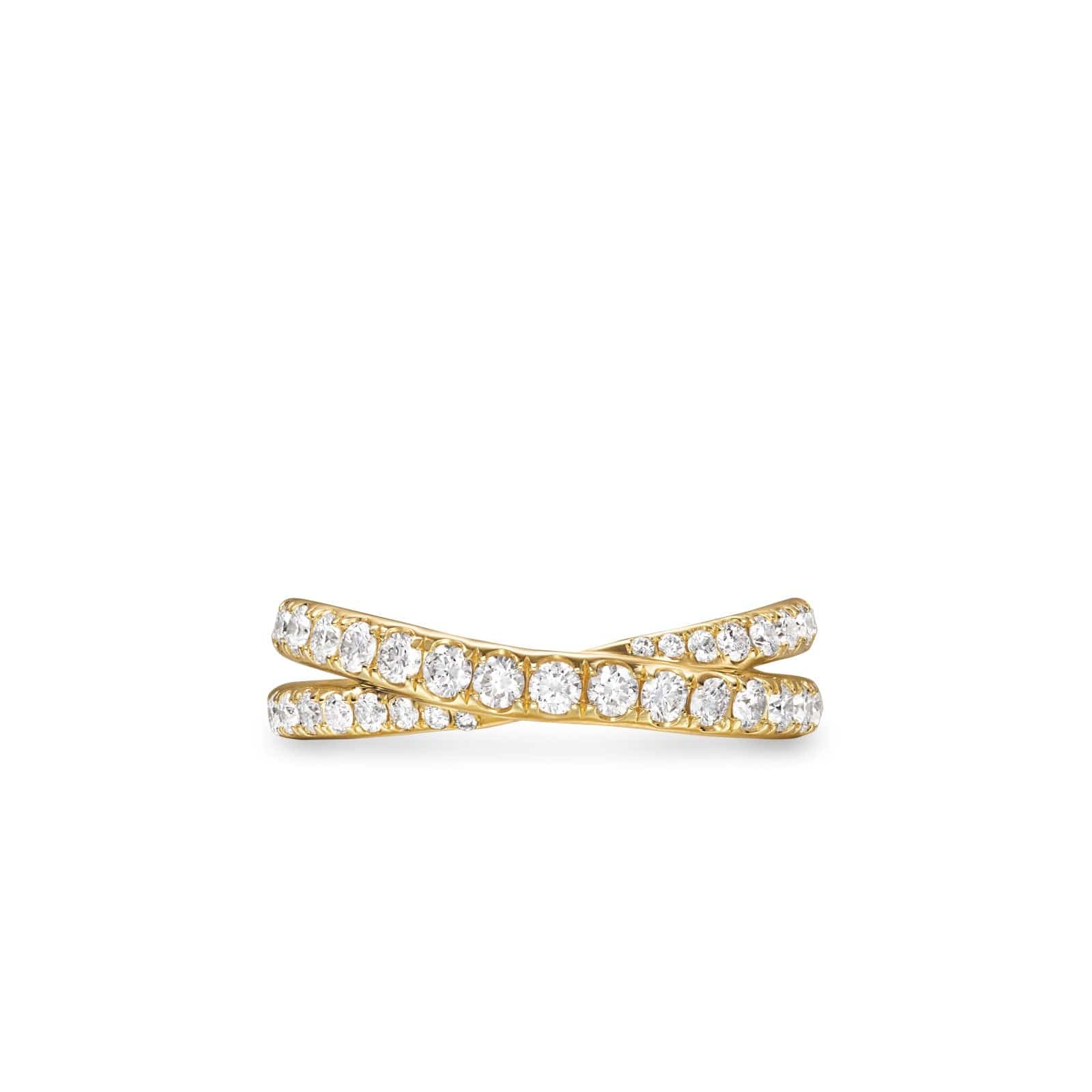 Pavé Crossover Ring 18K Yellow Gold with Diamonds, 6mm - Image 3