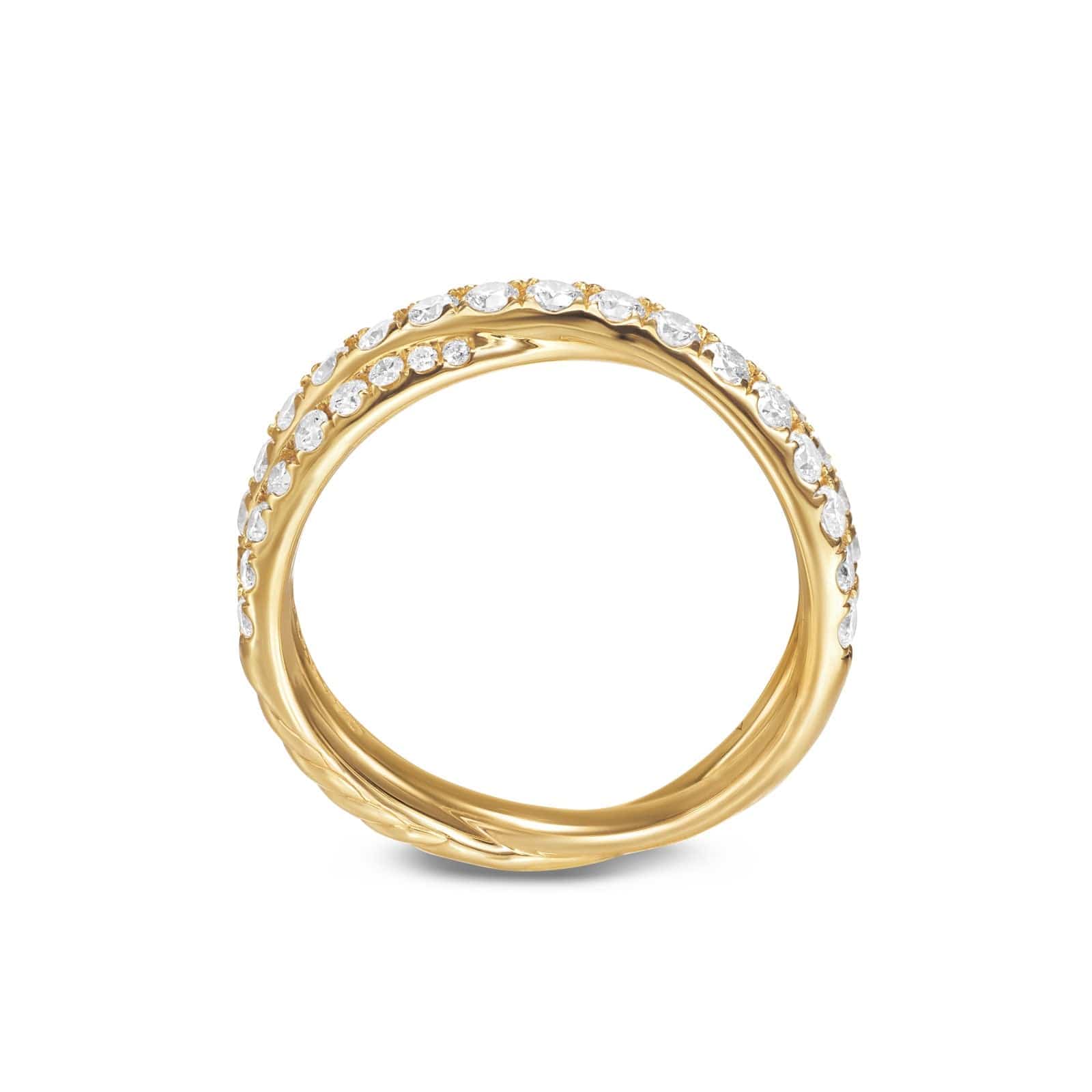Pavé Crossover Ring 18K Yellow Gold with Diamonds, 6mm - Image 4