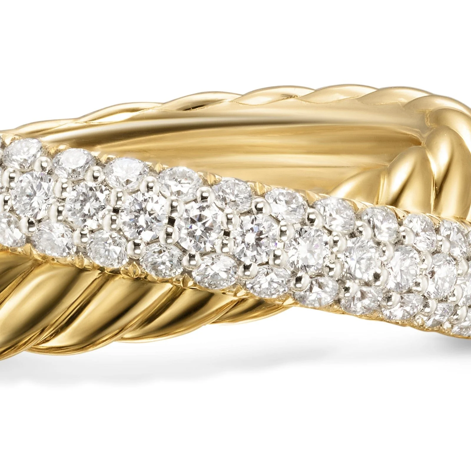 Crossover Two Row Ring 18K Yellow Gold with Diamonds, 7.5mm - Image 6