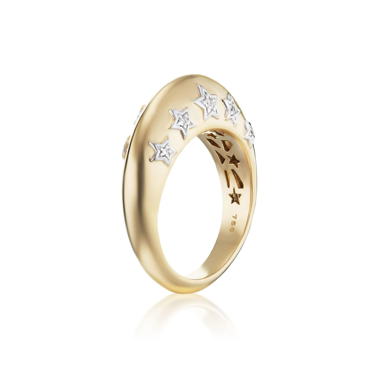 Sorellina 18K Yellow Gold Domed Stelle Diamond Ring - Image 2
