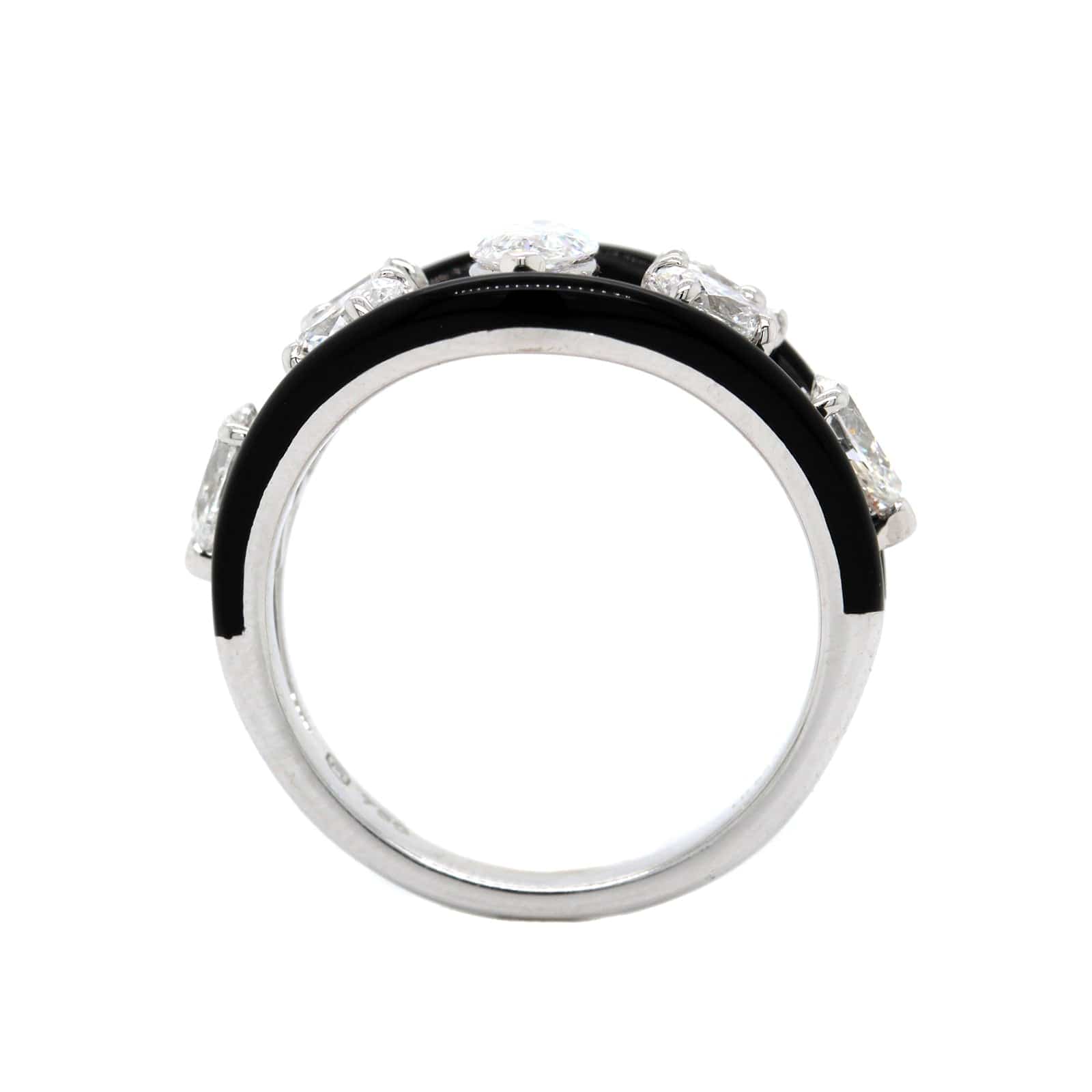 Etho Maria 18K White Gold & Black Ceramic Diamond Ring - Image 3