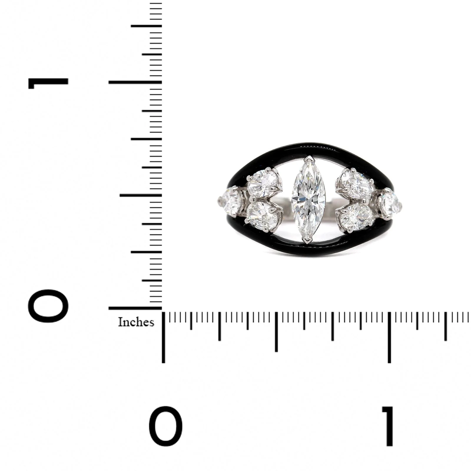 Etho Maria 18K White Gold & Black Ceramic Diamond Ring - Image 4