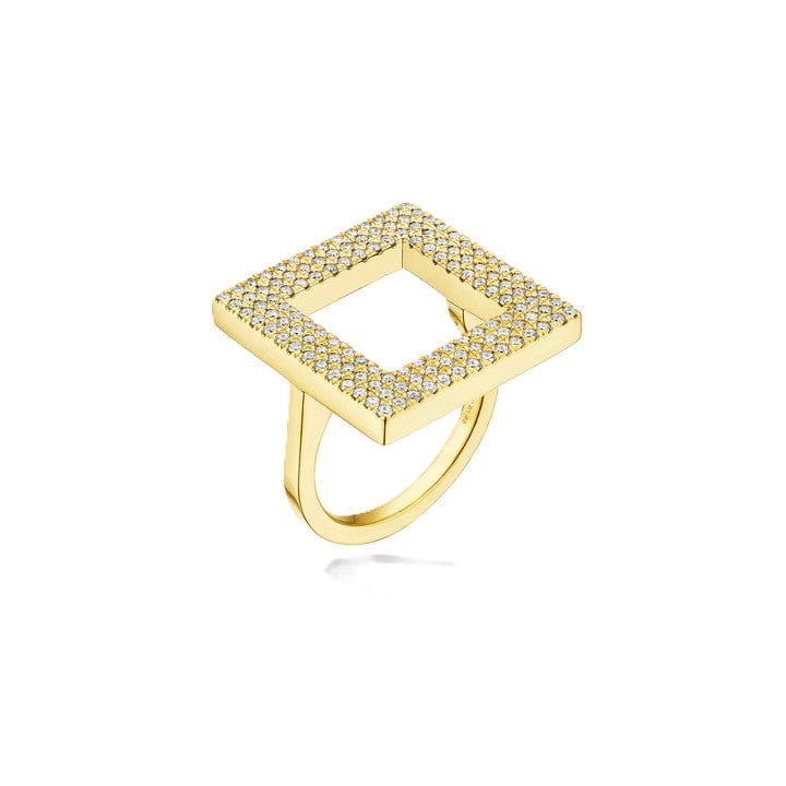 CADAR 18K Yellow Gold Pave Diamond Square Foundation Ring
