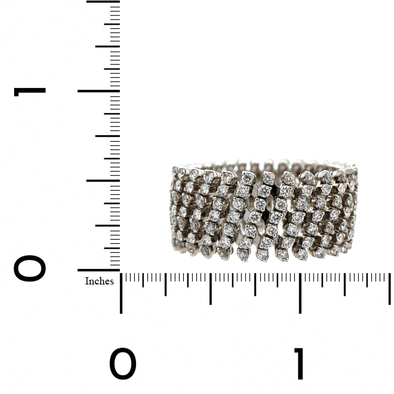 18K White Gold 7 Row Adjustable Diamond Ring - Image 3