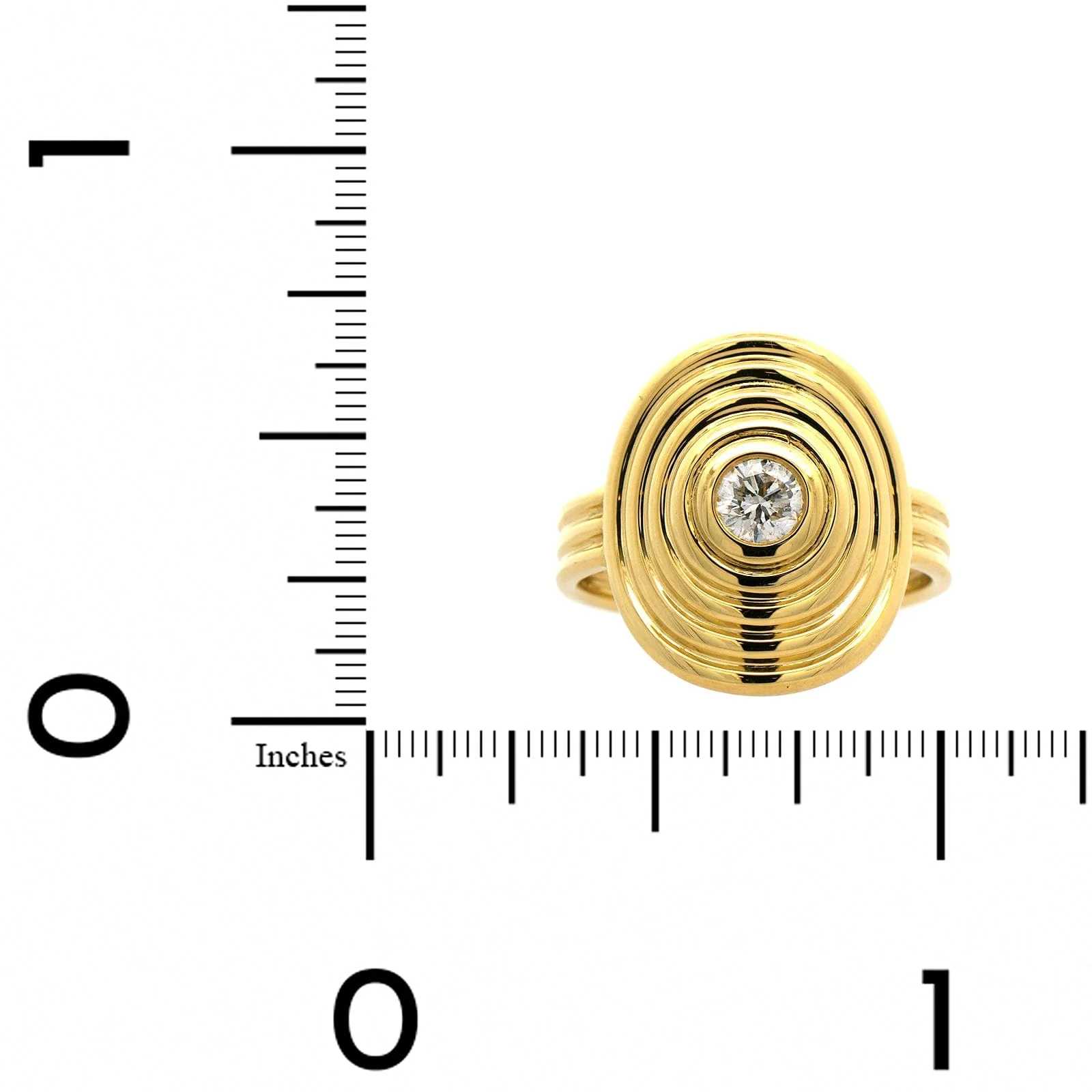 18K Yellow Gold Large Bezel Set Diamond Ring - Image 3
