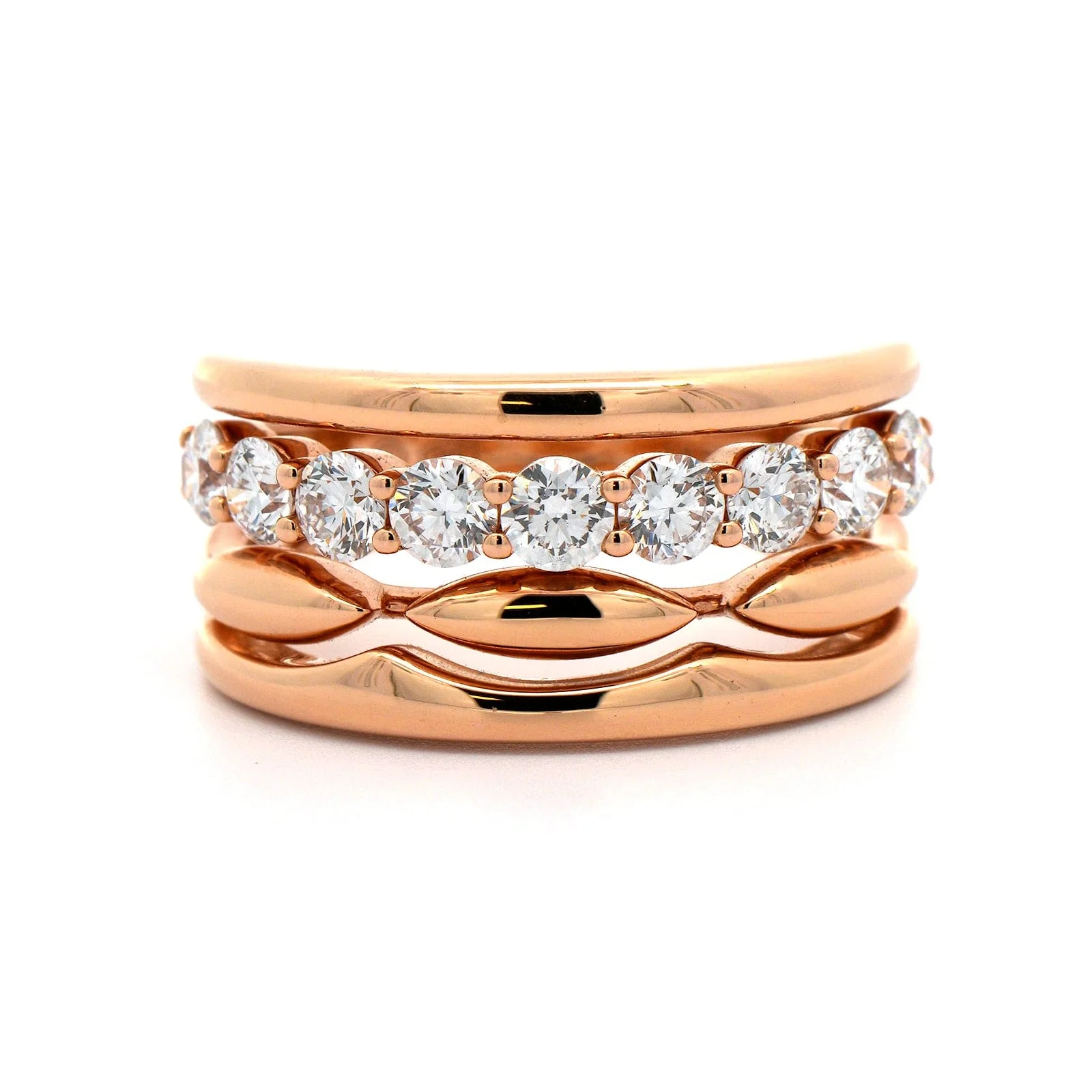 Etho Maria 18K Rose Gold 4 Row Diamond Ring