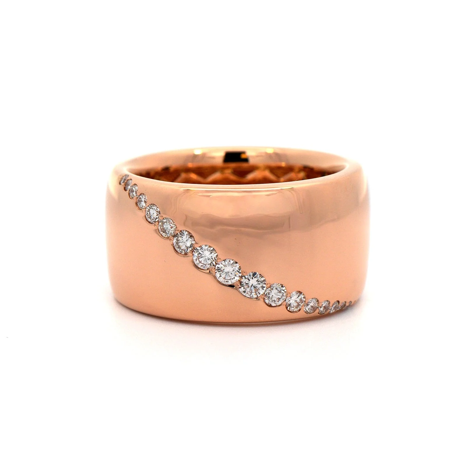20K Rose Gold Graduated Diamond Cigar Band - Image 4