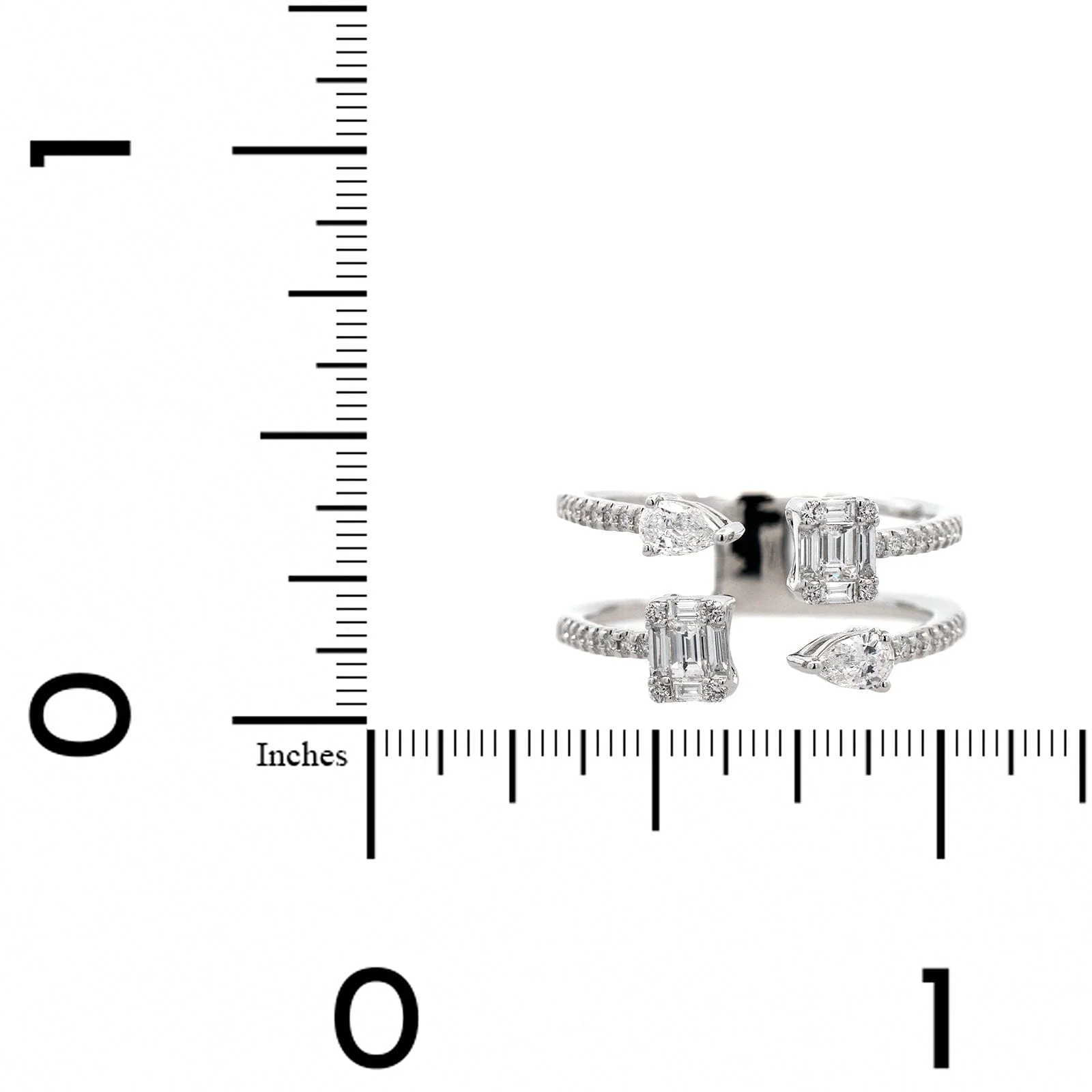 18K White Gold 2 Row Multi Shaped Open Diamond Ring - Image 3