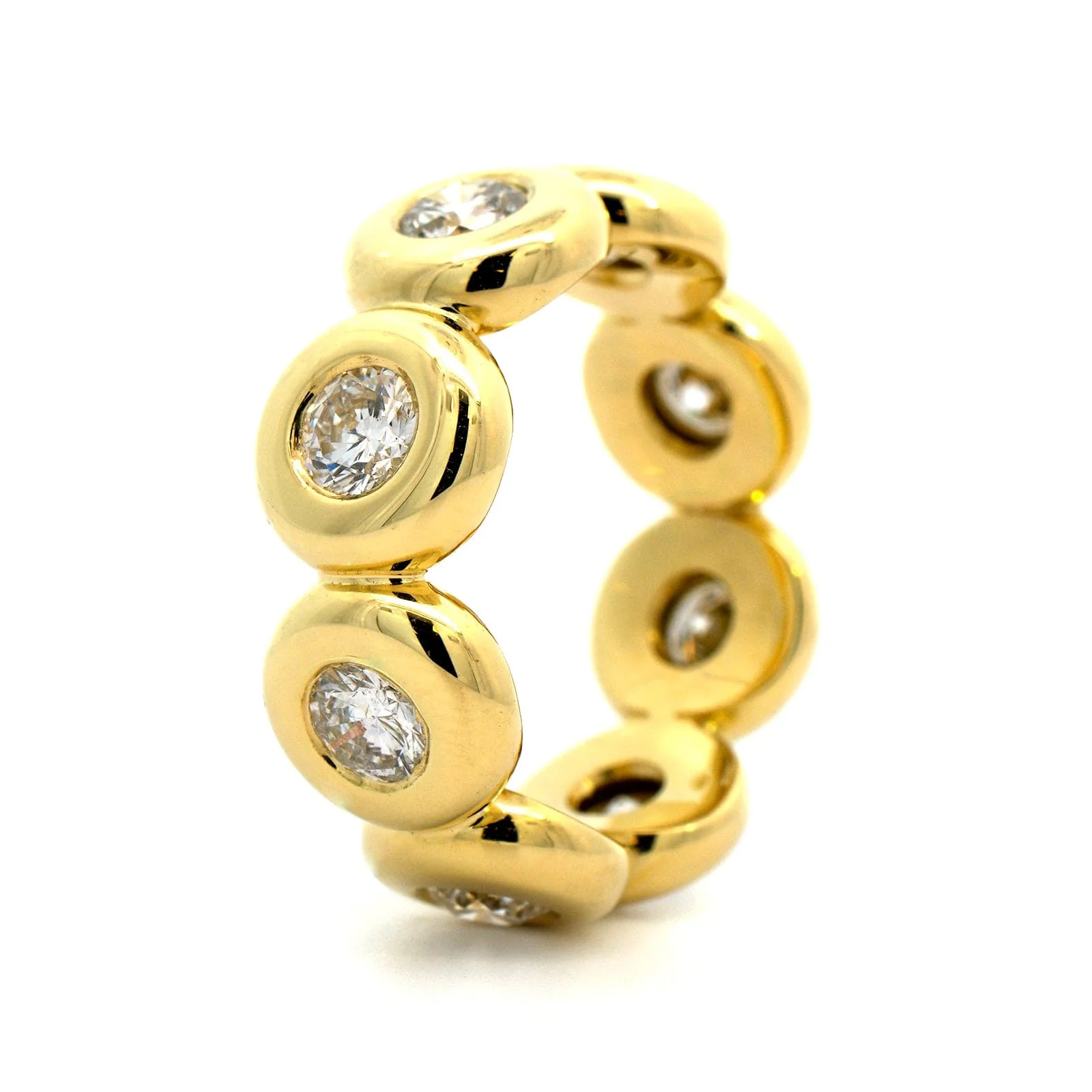 18K Yellow Gold Bezel Set Diamond Eternity Band - Image 2