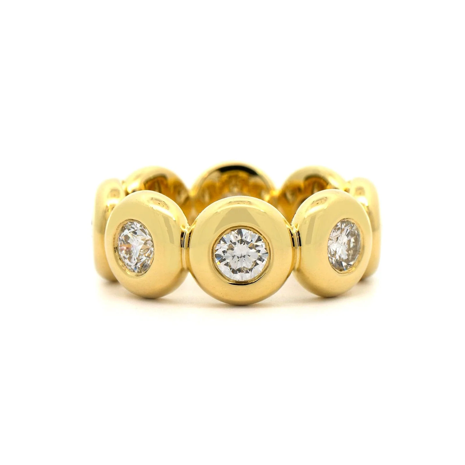 18K Yellow Gold Bezel Set Diamond Eternity Band - Image 4