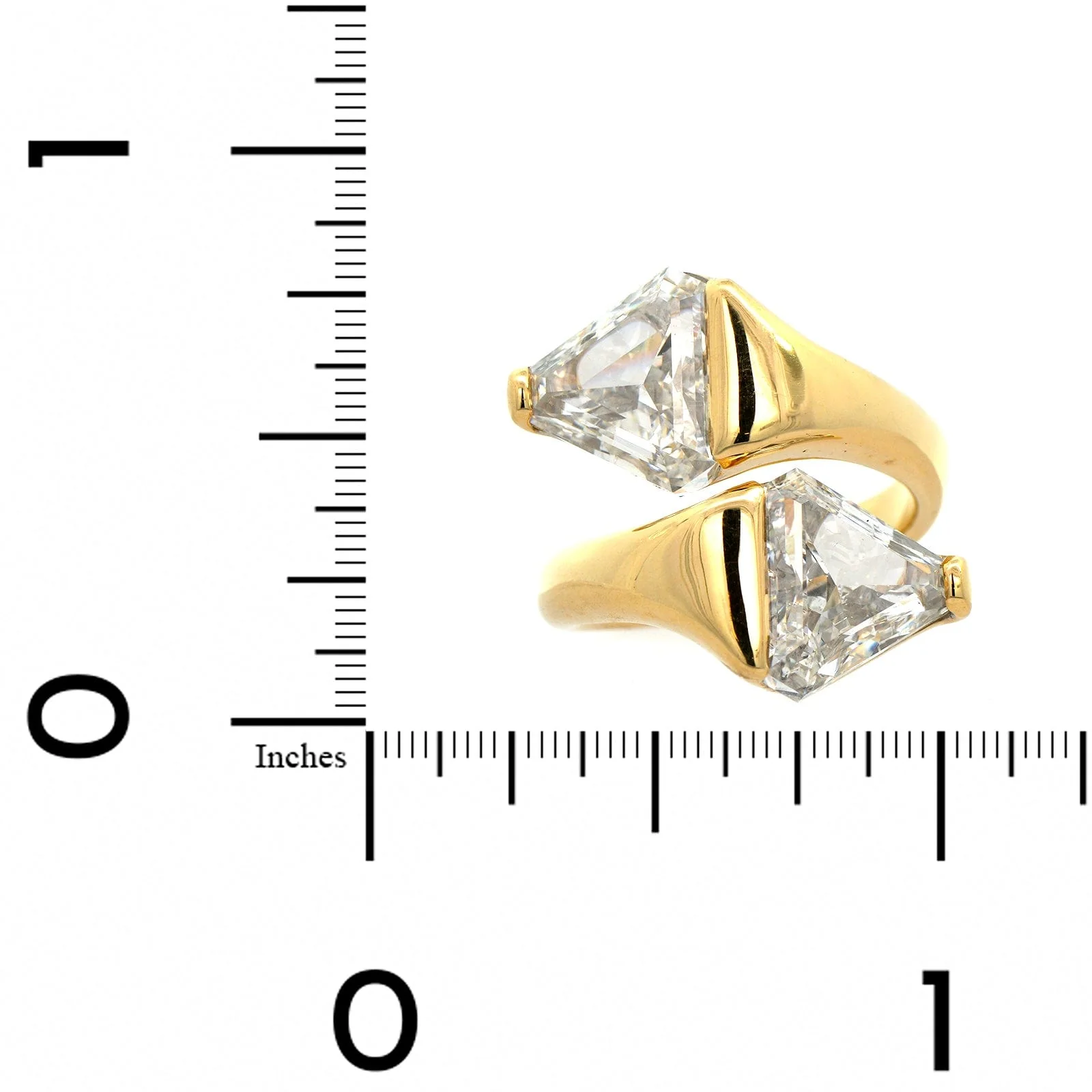 18K Yellow Gold Trillion Diamond Bypass Ring - Image 3