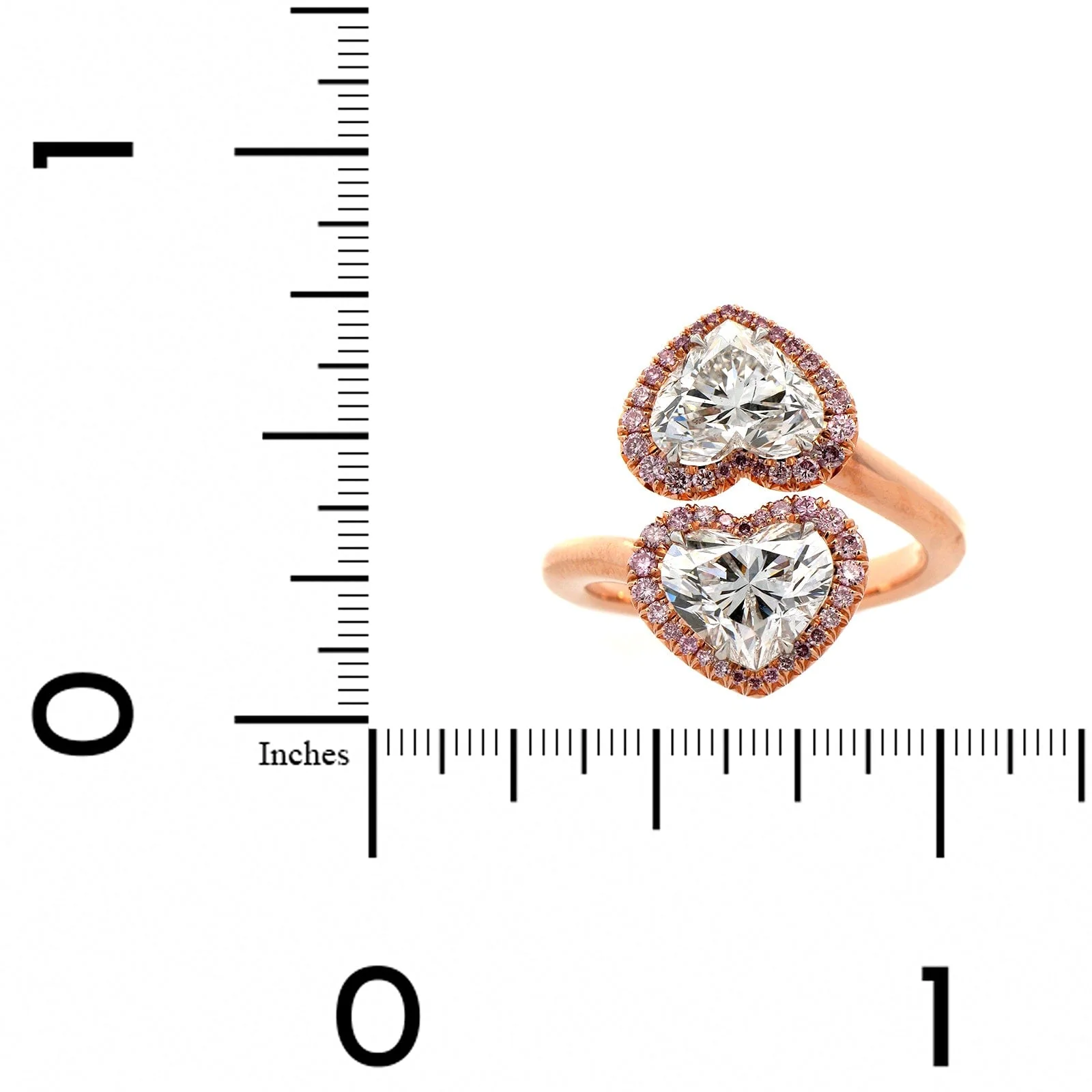 18K Rose Gold Heart Shaped Pink Diamond Bypass Ring - Image 3