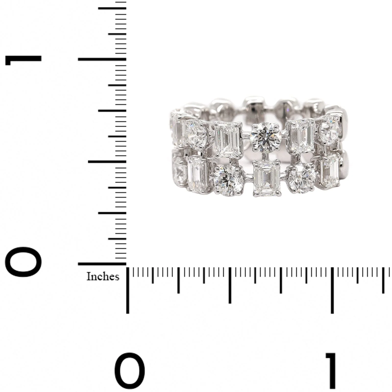 18K White Gold 2 Row Diamond Ring - Image 4
