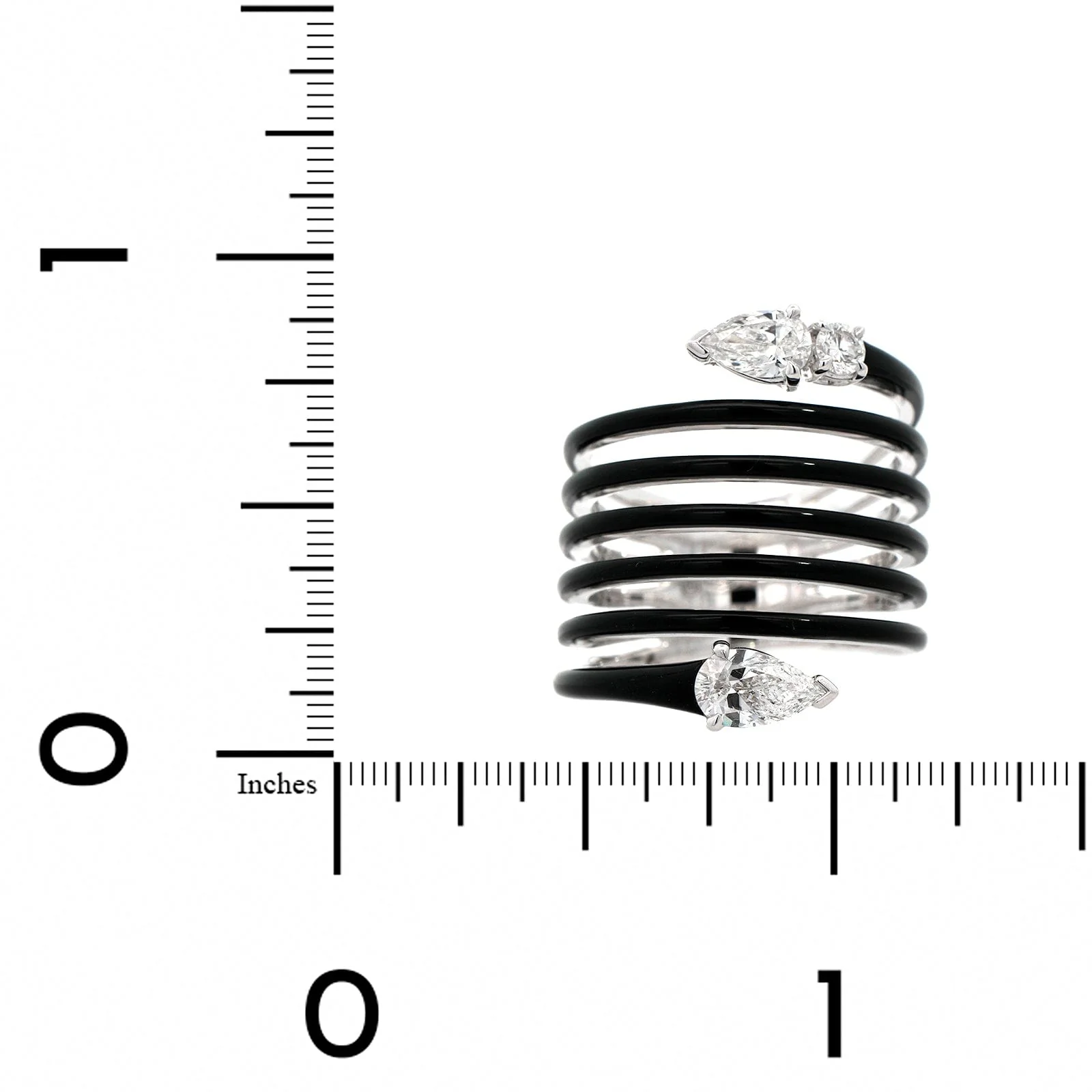 Etho Maria 18K White Gold Diamond and Black Ceramic Coil Ring - Image 3