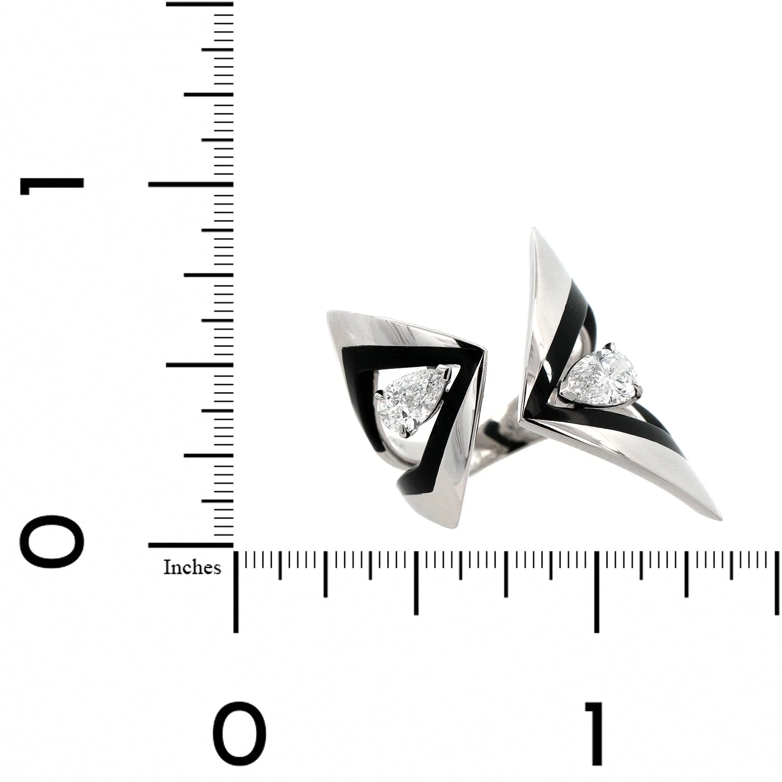 Etho Maria Platinum Diamond and Black Ceramic Bypass Geometric Ring - Image 3