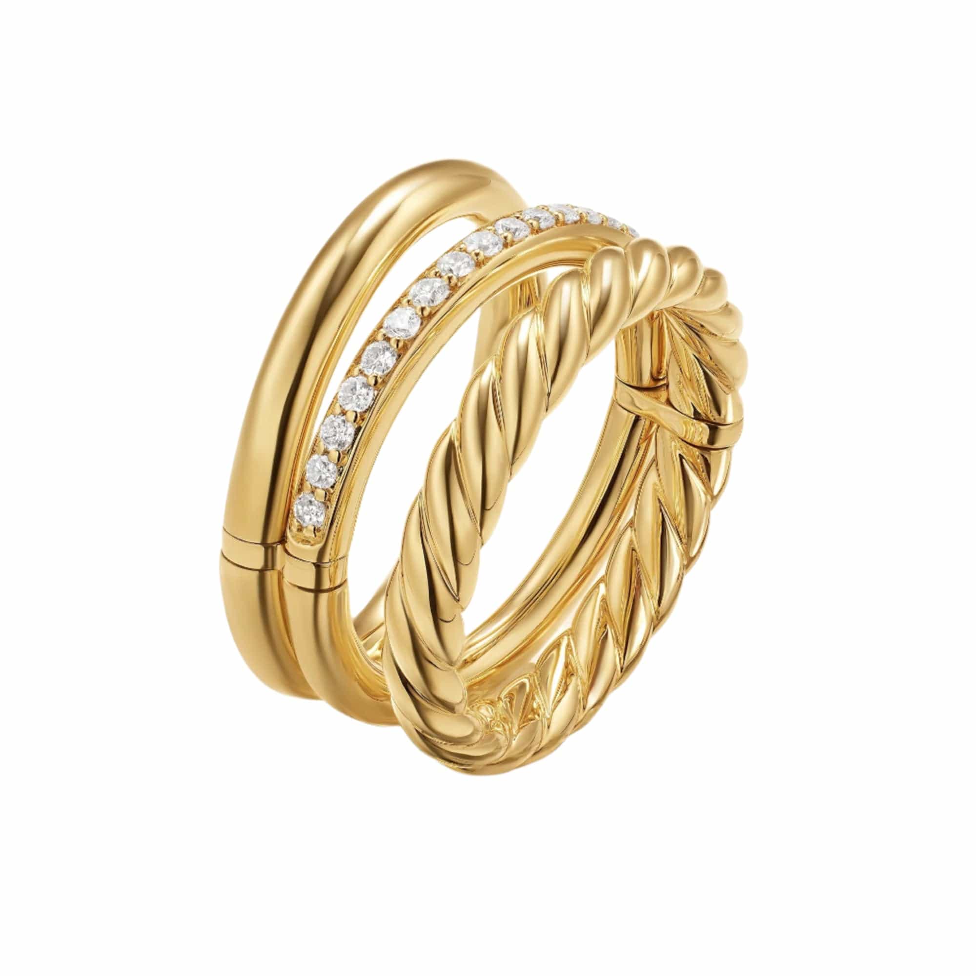 DY Mercer® Three Row Ring 18K Yellow Gold with Diamonds, 8.9mm - Image 2