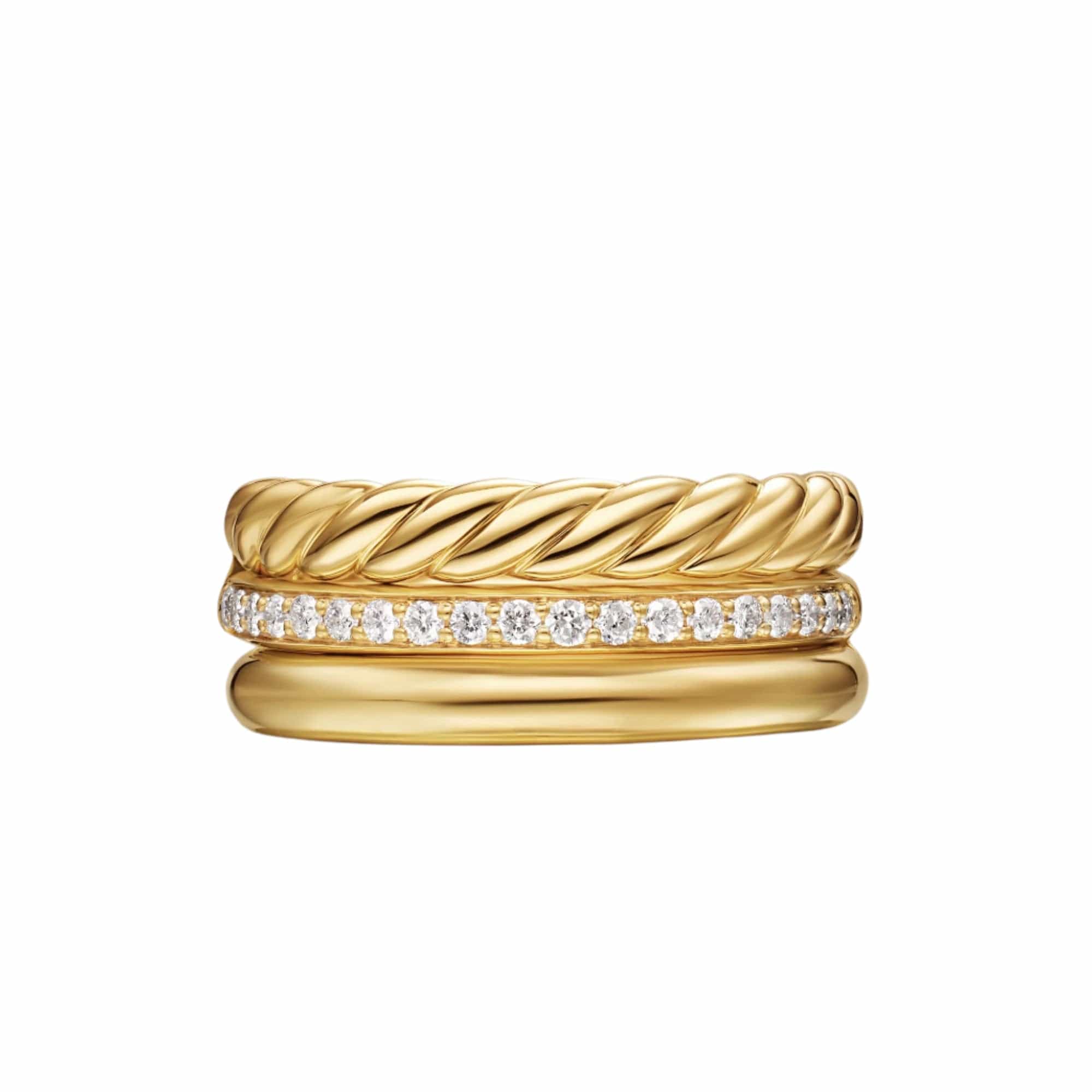 DY Mercer® Three Row Ring 18K Yellow Gold with Diamonds, 8.9mm - Image 4
