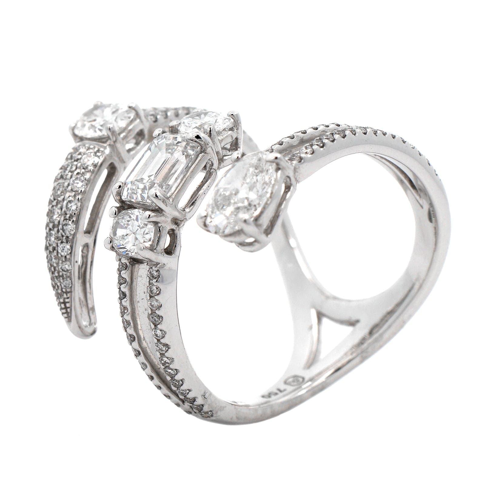 Etho Maria 18K White Gold 3 Row Open Diamond Ring - Image 2