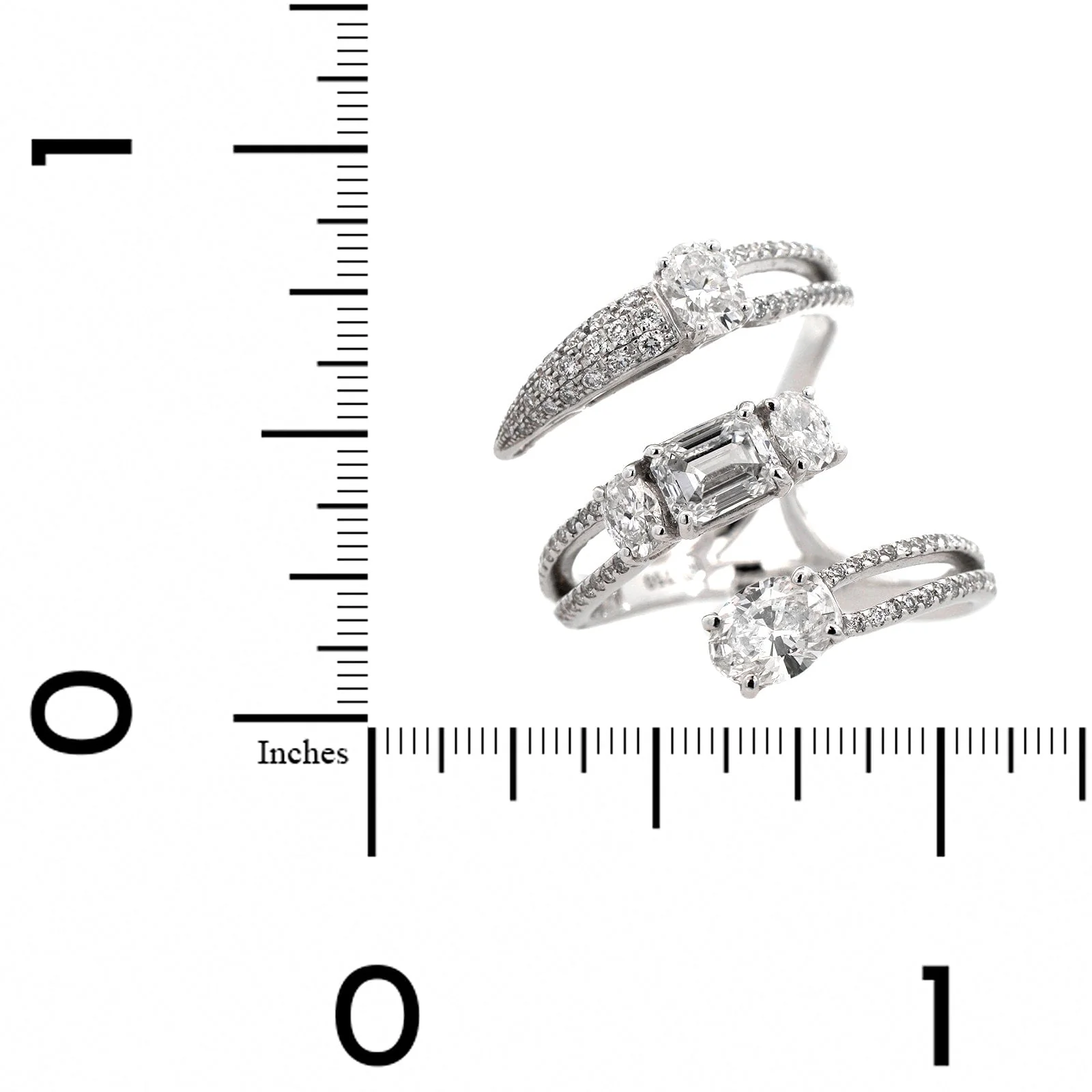 Etho Maria 18K White Gold 3 Row Open Diamond Ring - Image 3