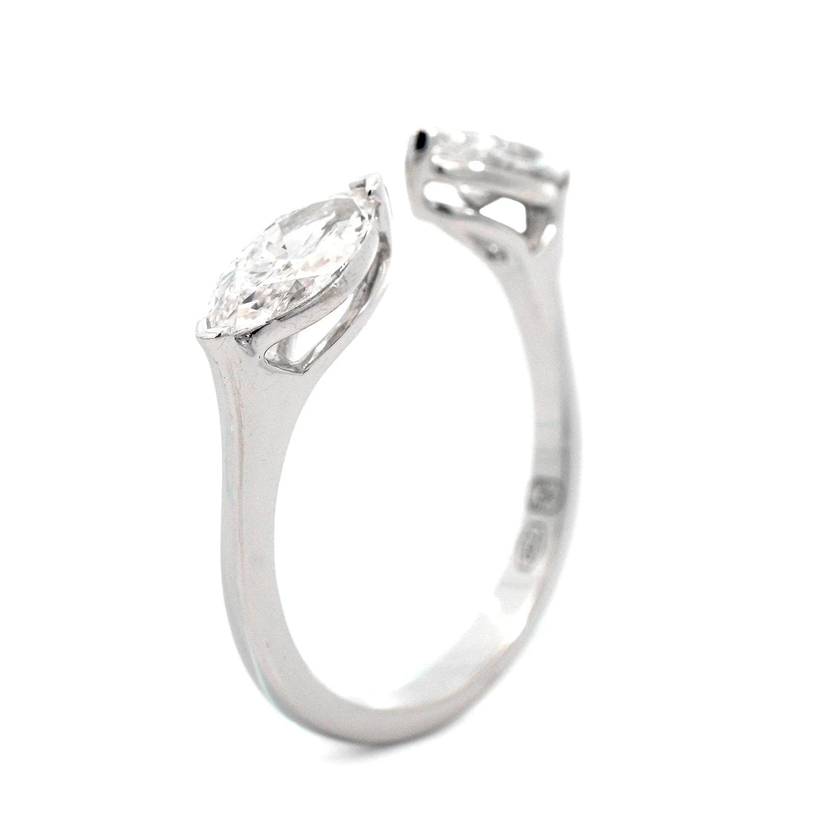 Etho Maria 18K White Gold Marquise Diamond Open Ring - Image 2